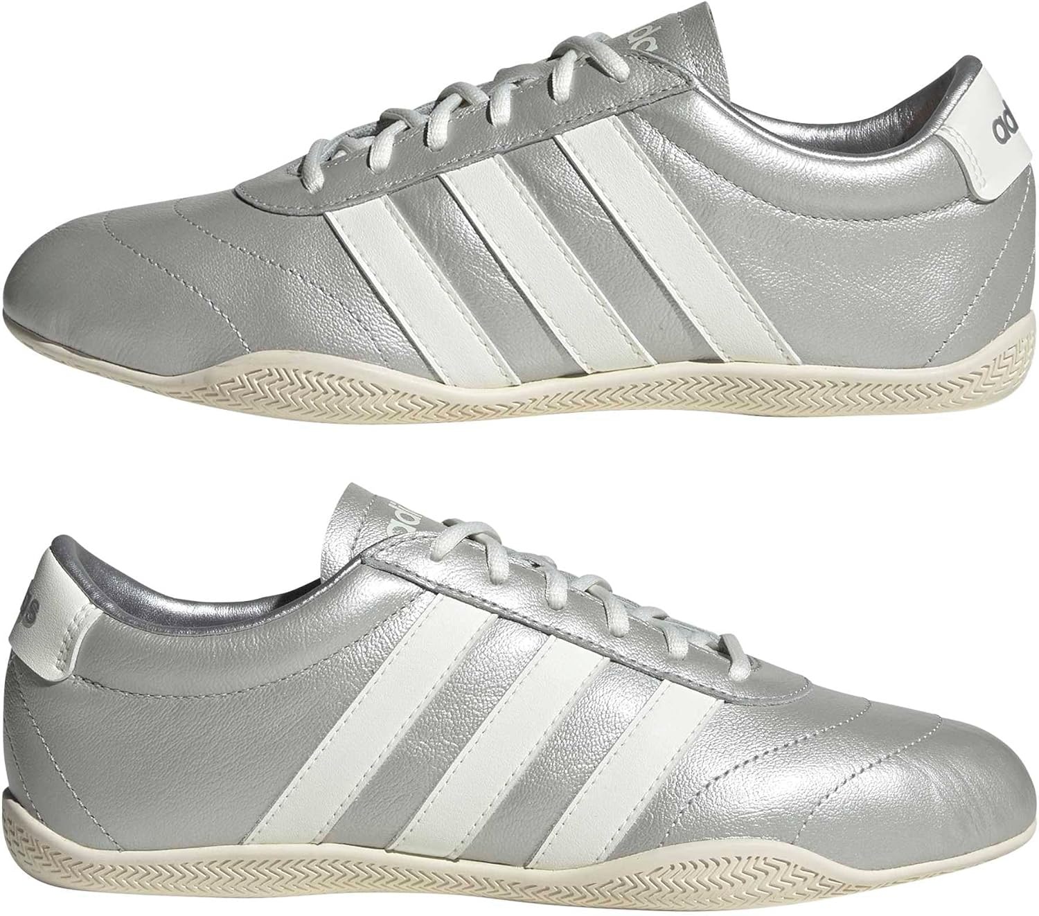 image:imageadidas Womens Grand Court Lo SneakersSilver MetallicOff WhiteWhite