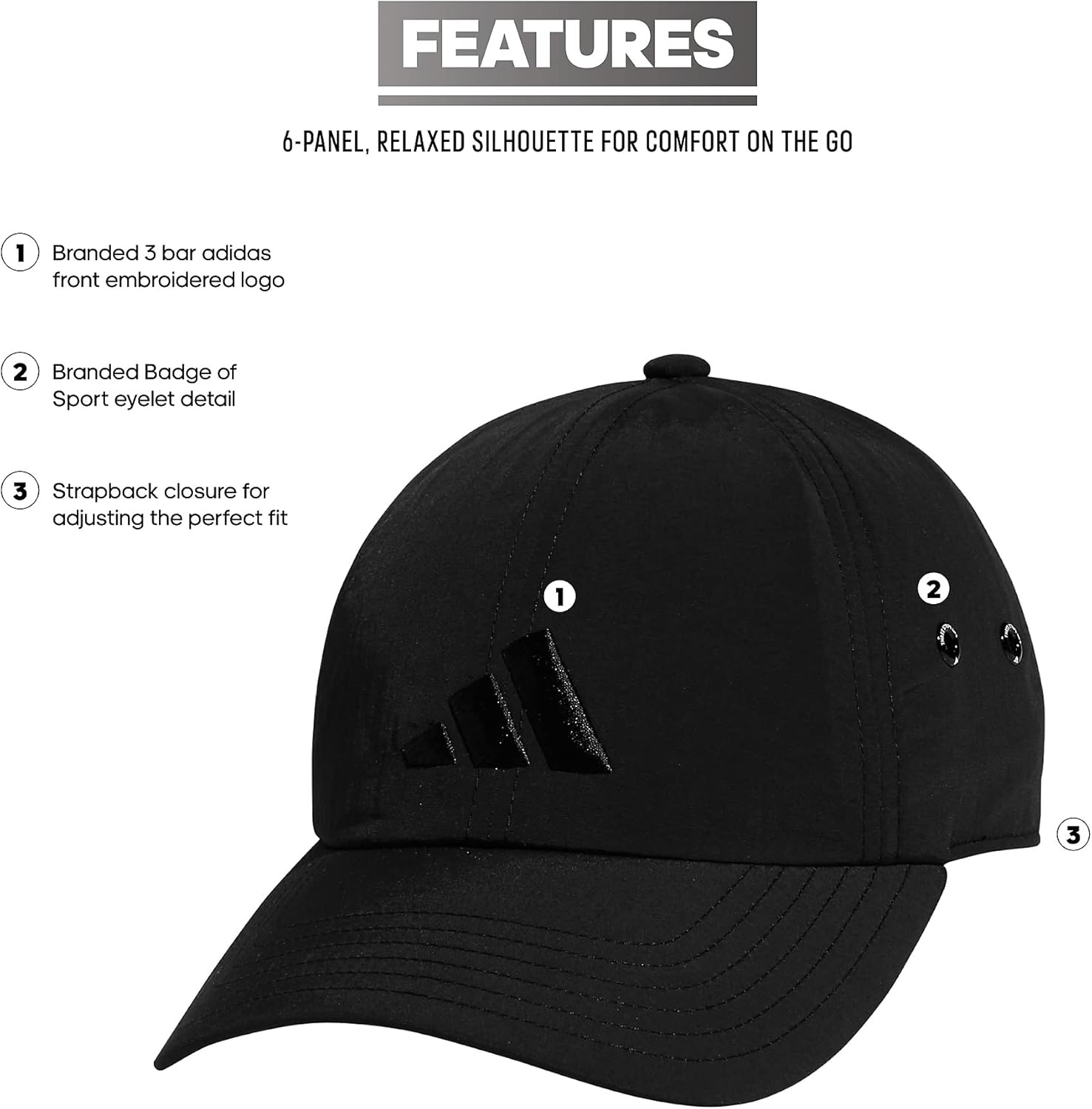 image:imageadidas Womens Influencer 3 Relaxed Strapback Adjustable Fit HatBlack