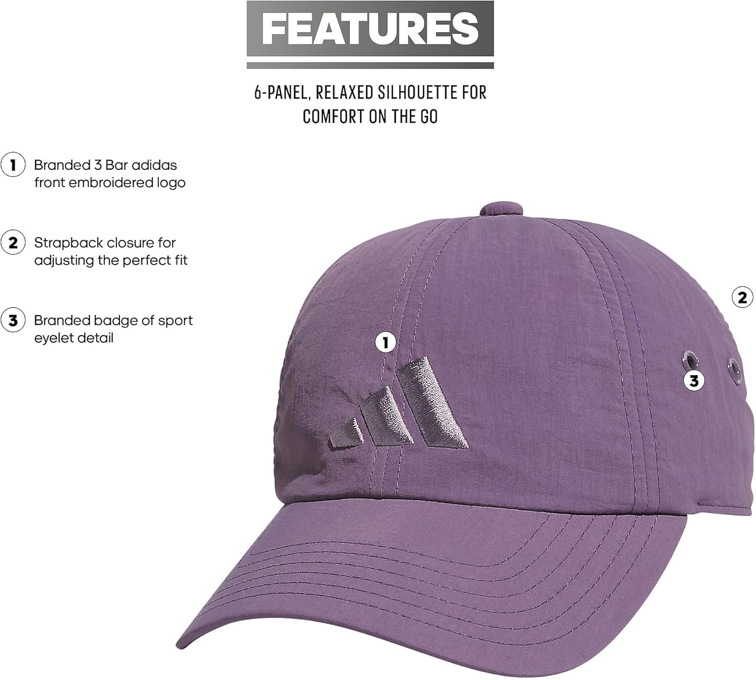 image:imageadidas Womens Influencer 3 Relaxed Strapback Adjustable Fit HatShadow VioletPreloved Fig Purple