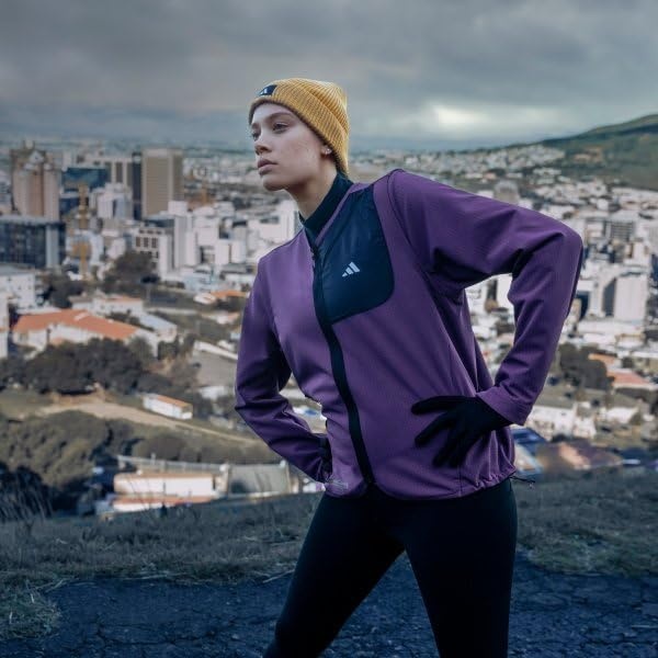 image:imageadidas Womens Lifestyle Beanie Soft Fuzzy Knit Winter HatAurora Plum PurpleBlack