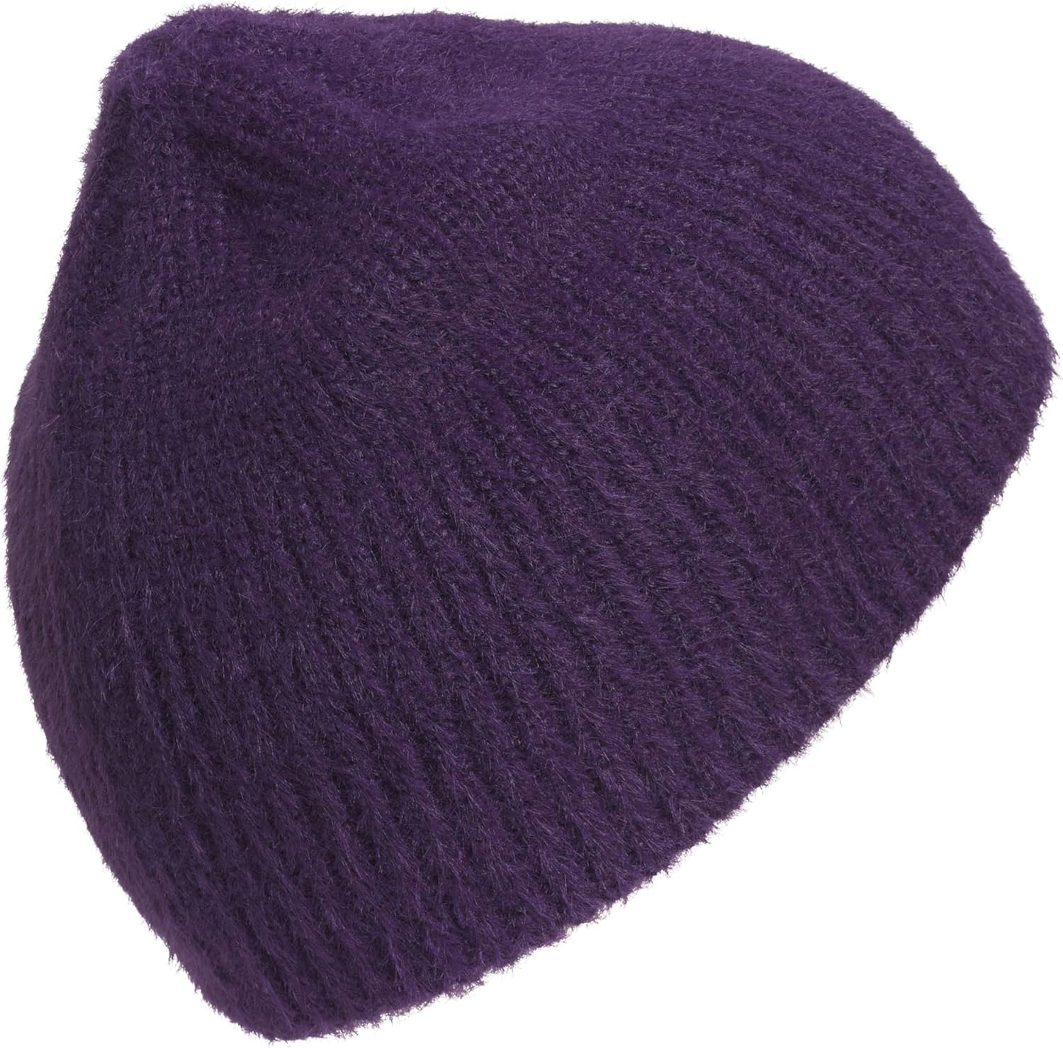 image:imageadidas Womens Lifestyle Beanie Soft Fuzzy Knit Winter HatAurora Plum PurpleBlack