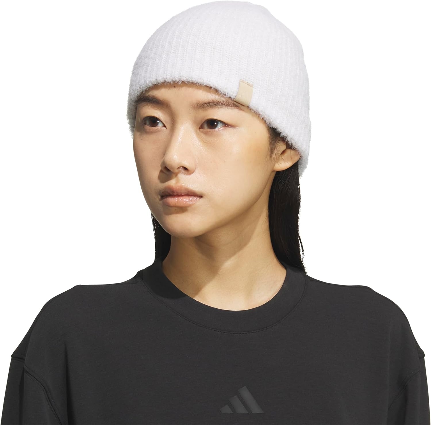 image:imageadidas Womens Lifestyle Beanie Soft Fuzzy Knit Winter HatWhiteWonder Alumina GreyHemp Beige