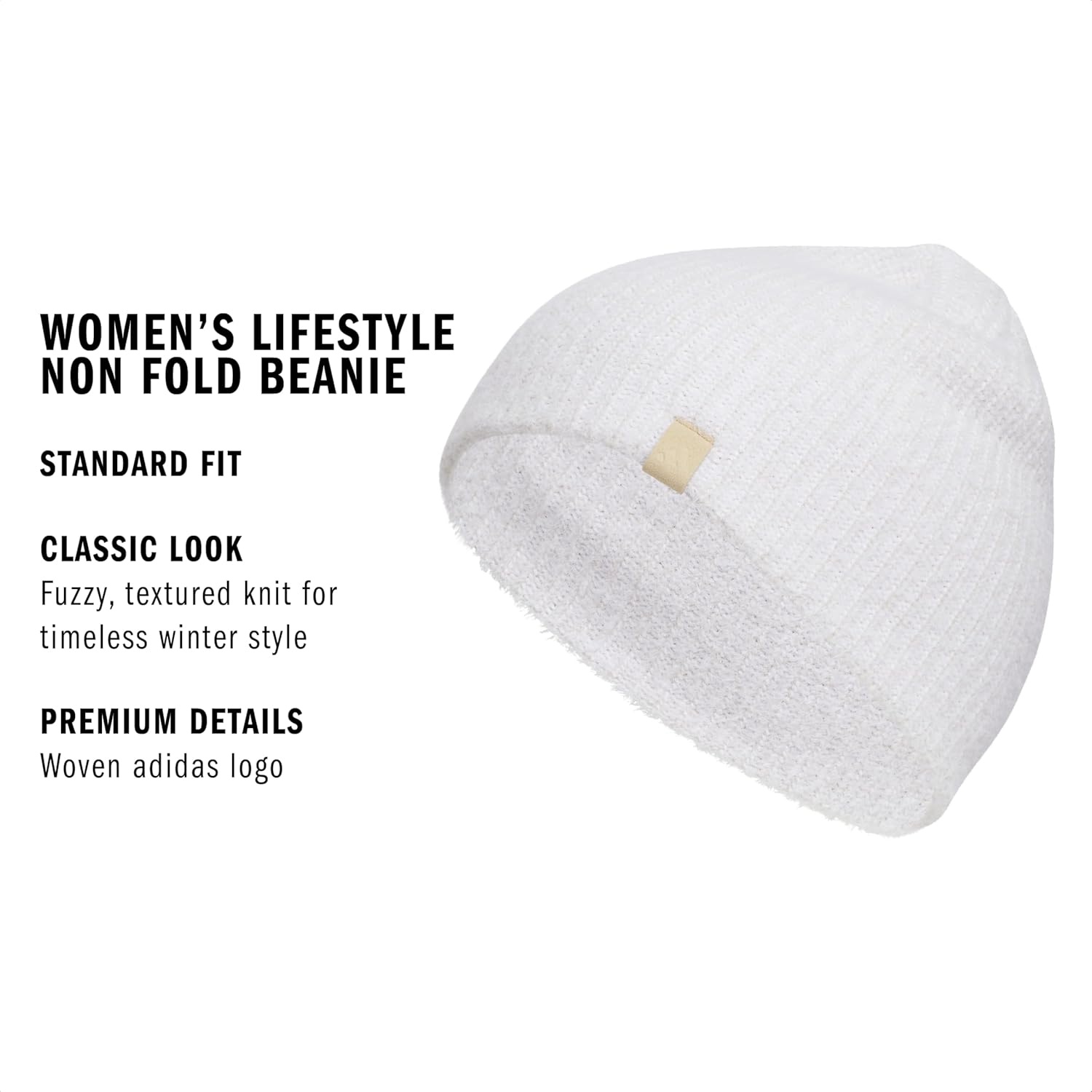 image:imageadidas Womens Lifestyle Beanie Soft Fuzzy Knit Winter HatWhiteWonder Alumina GreyHemp Beige