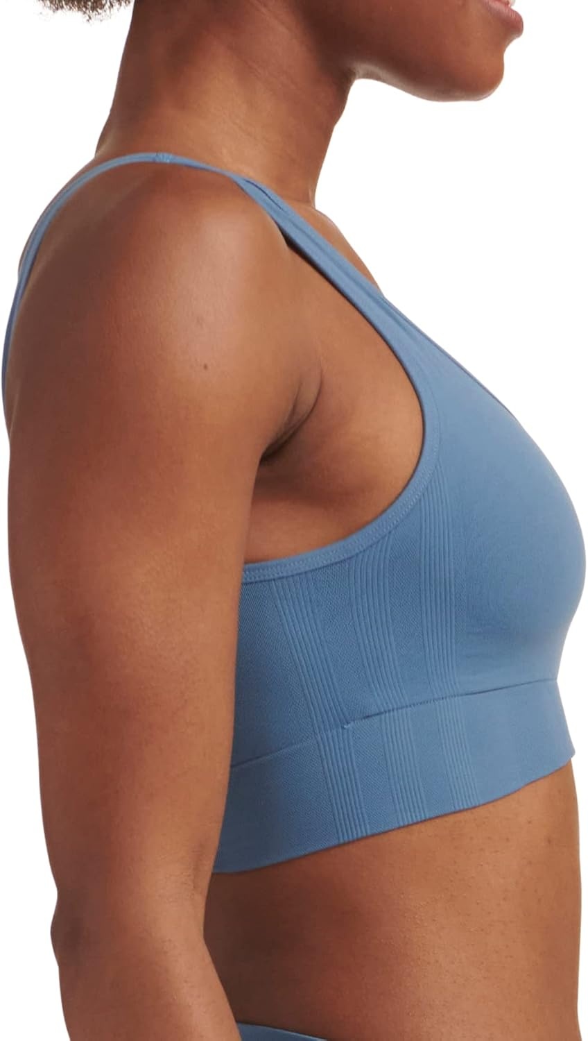 image:imageadidas Womens Micro 720 Seamless Scoop Lounge Bra with Removable CookiesAltered Blue