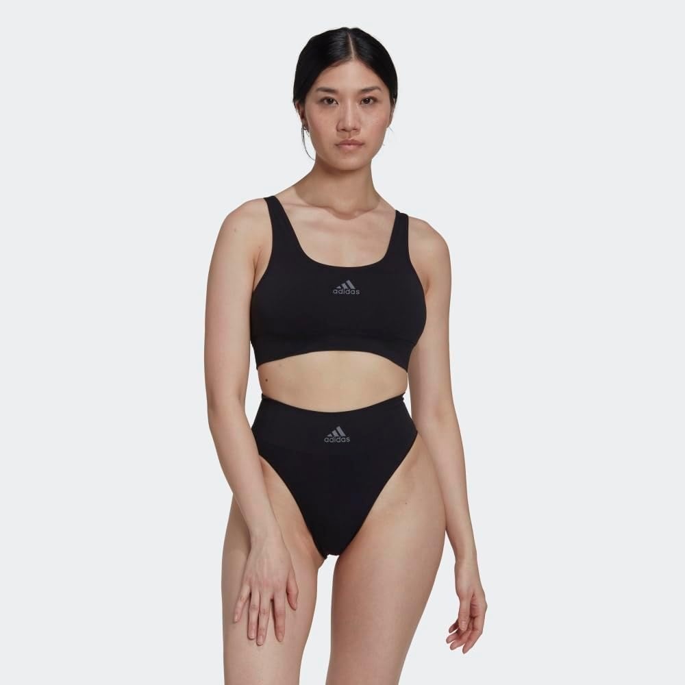 image:imageadidas Womens Micro 720 Seamless Scoop Lounge Bra with Removable CookiesBlack