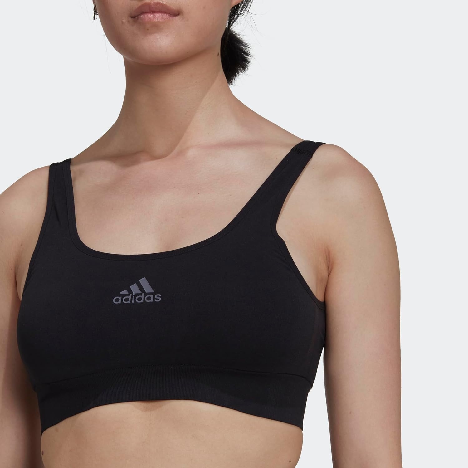 image:imageadidas Womens Micro 720 Seamless Scoop Lounge Bra with Removable CookiesBlack