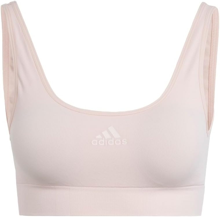 image:imageadidas Womens Micro 720 Seamless Scoop Lounge Bra with Removable CookiesPeach Whip