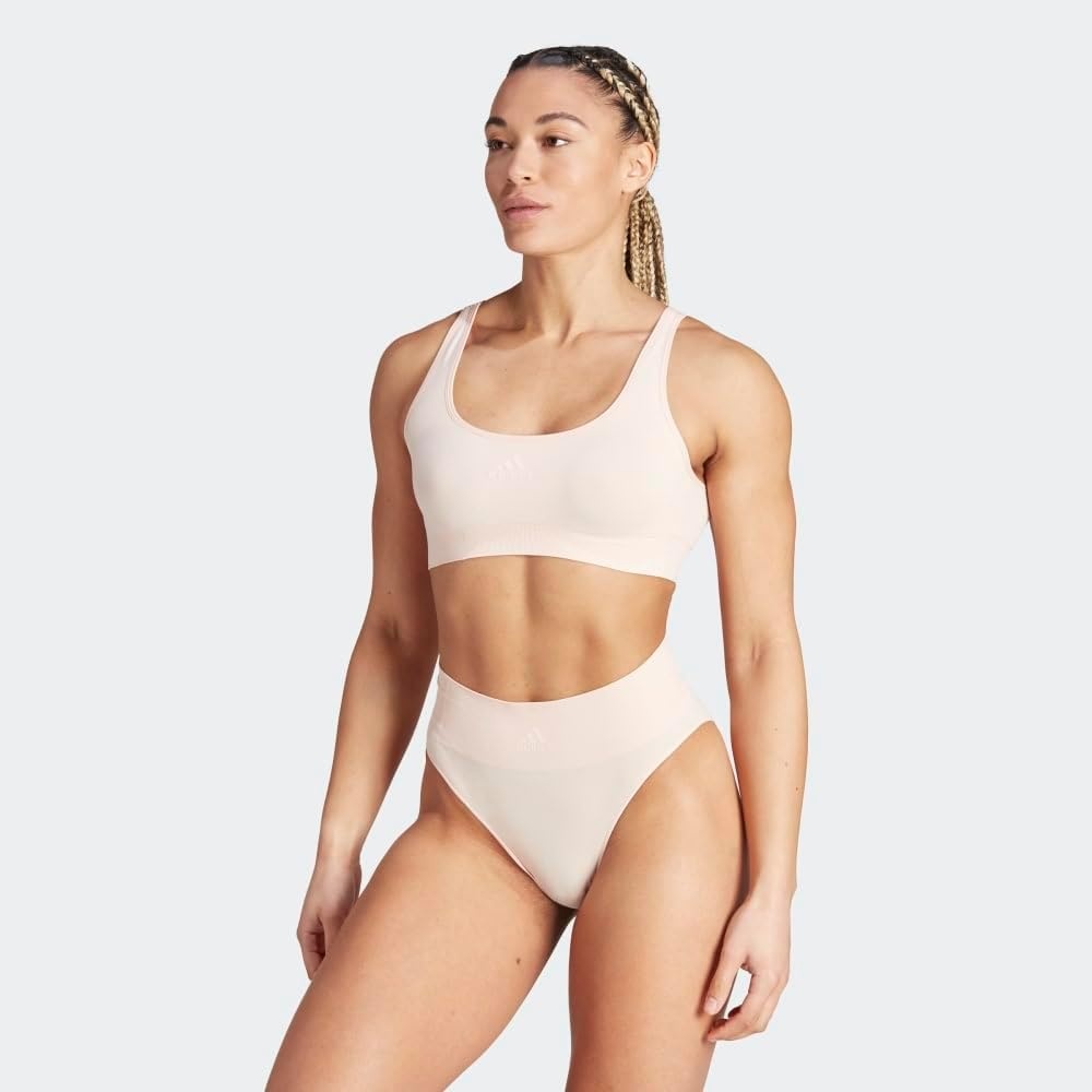 image:imageadidas Womens Micro 720 Seamless Scoop Lounge Bra with Removable CookiesPeach Whip