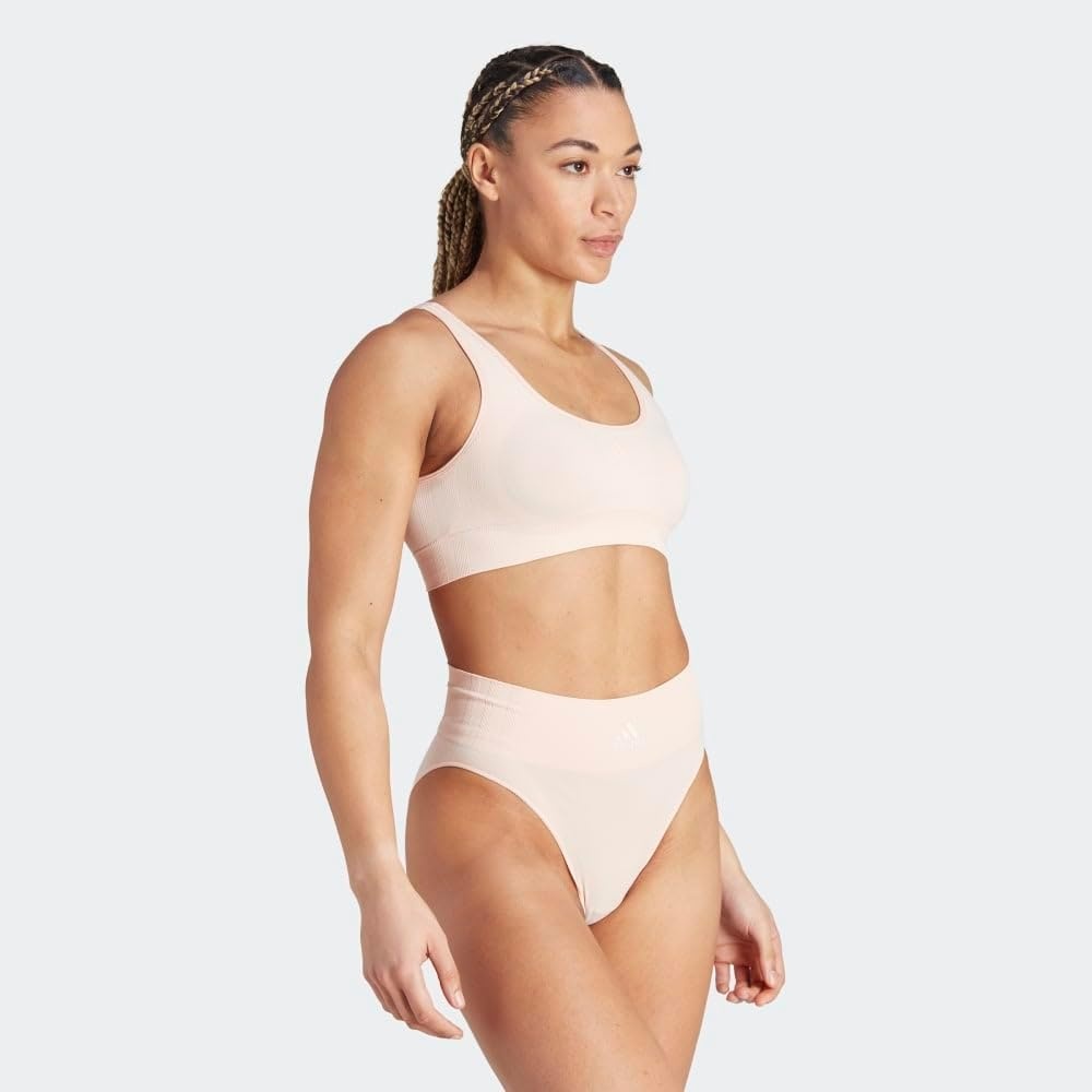 image:imageadidas Womens Micro 720 Seamless Scoop Lounge Bra with Removable CookiesPeach Whip