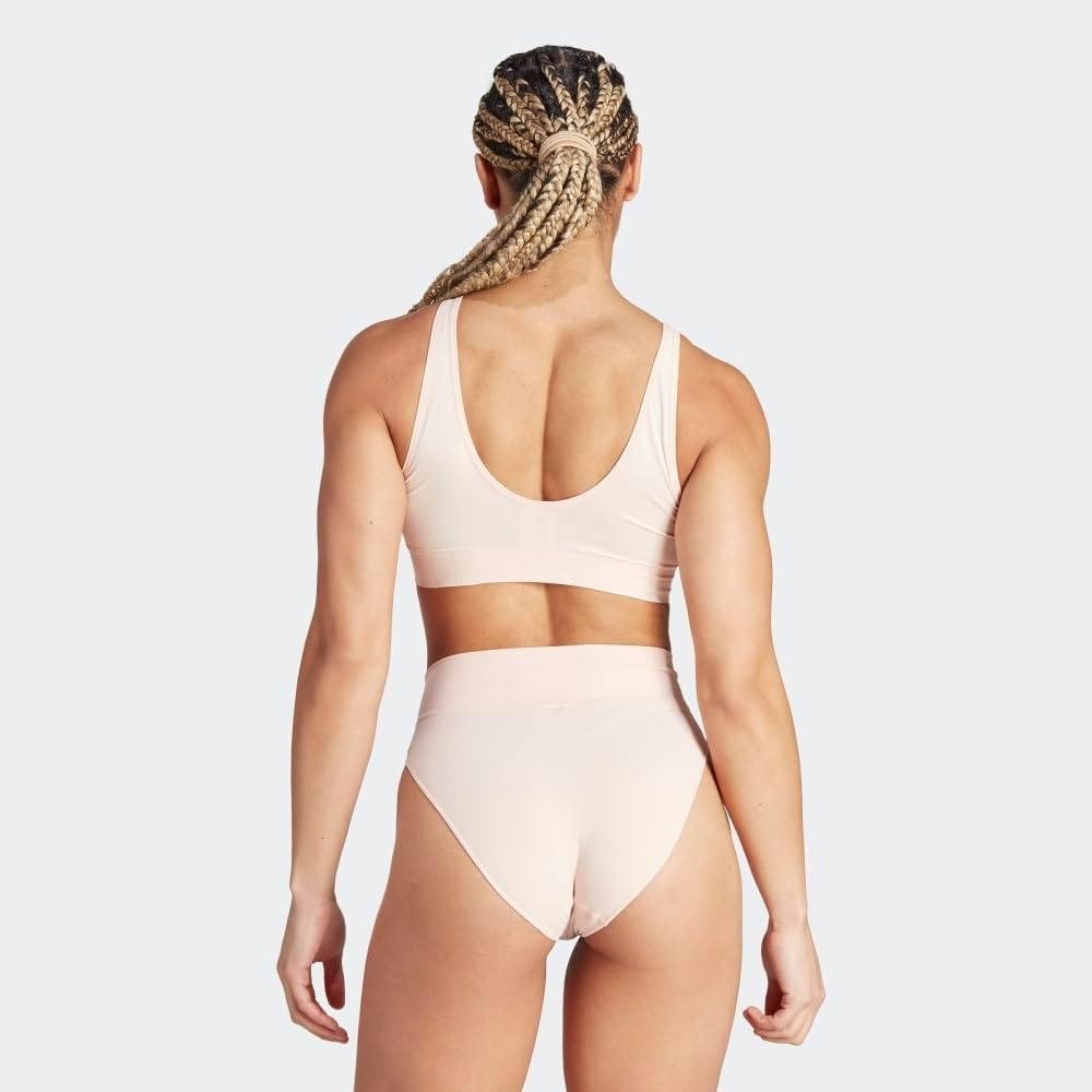 image:imageadidas Womens Micro 720 Seamless Scoop Lounge Bra with Removable CookiesPeach Whip