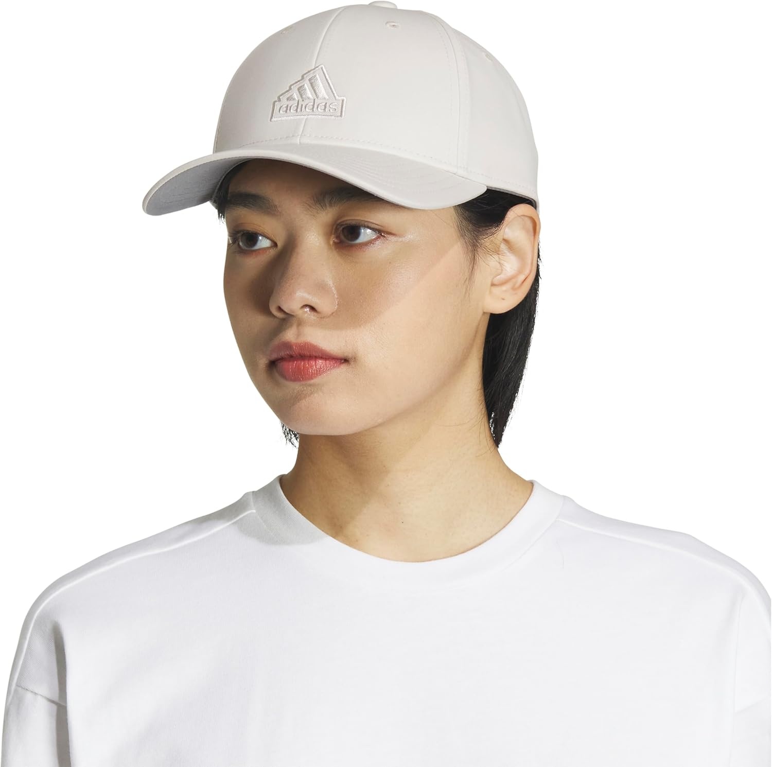 image:imageadidas Womens Must Have Medium Crown Structured Adjustable Fit Strapback HatAlumina BeigeGreyWhite