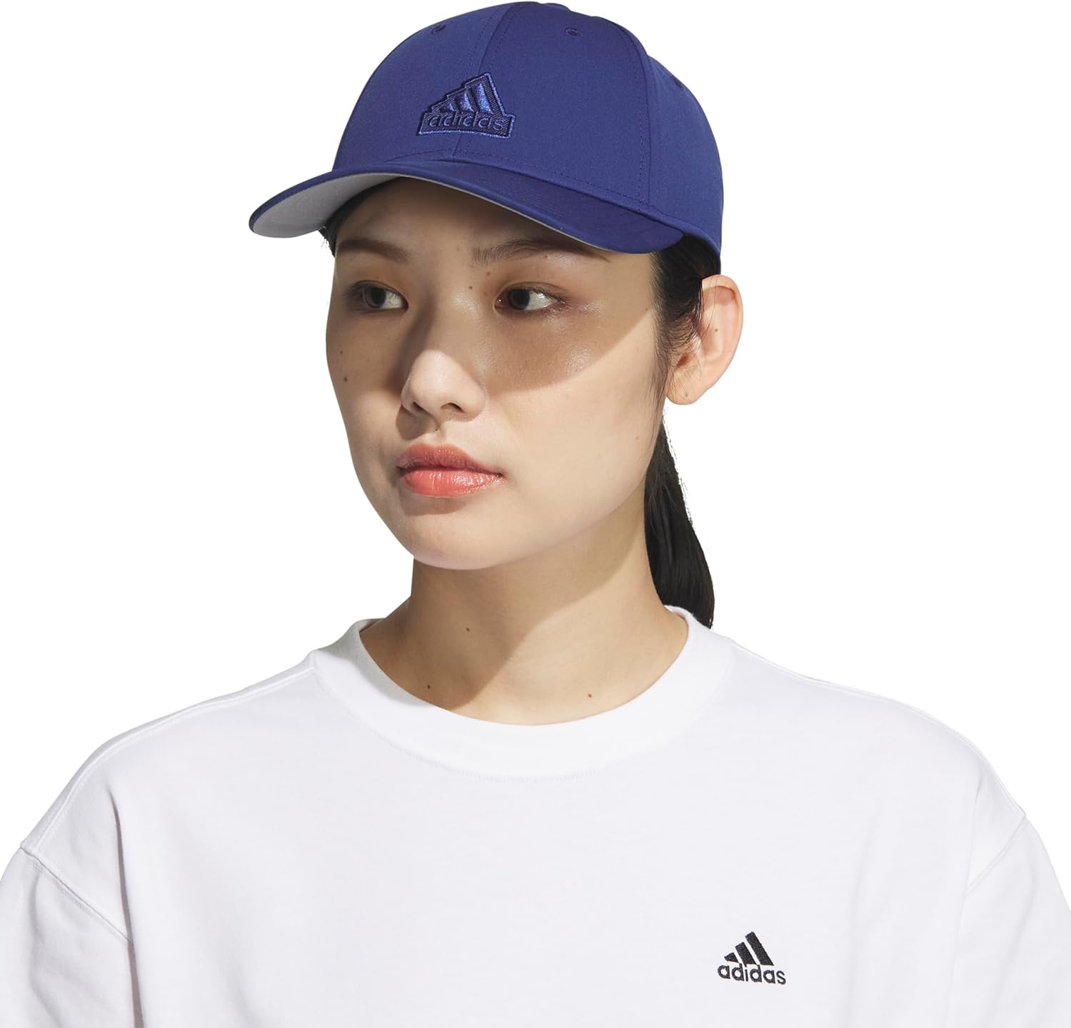 image:imageadidas Womens Must Have Medium Crown Structured Adjustable Fit Strapback HatDark BlueGreyWhite