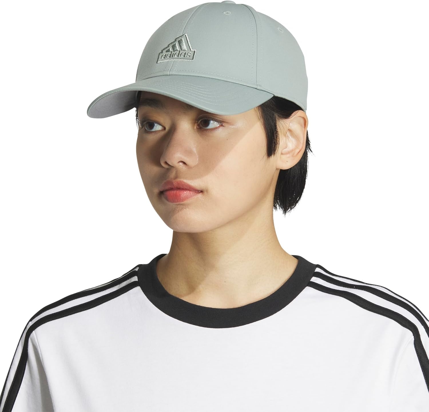 image:imageadidas Womens Must Have Medium Crown Structured Adjustable Fit Strapback HatSilver GreenGreyWhite