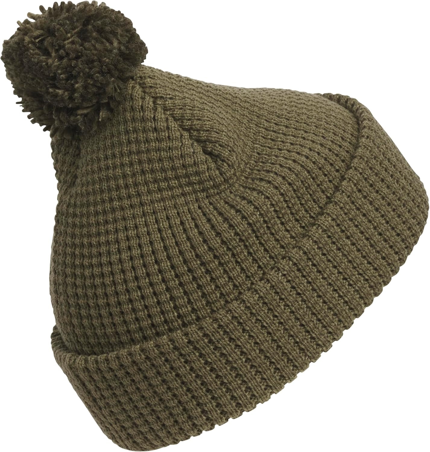 image:imageadidas Womens Pom Pom Beanie Knit Ballie Hat Standard FitPomOlive Strata GreenBlack