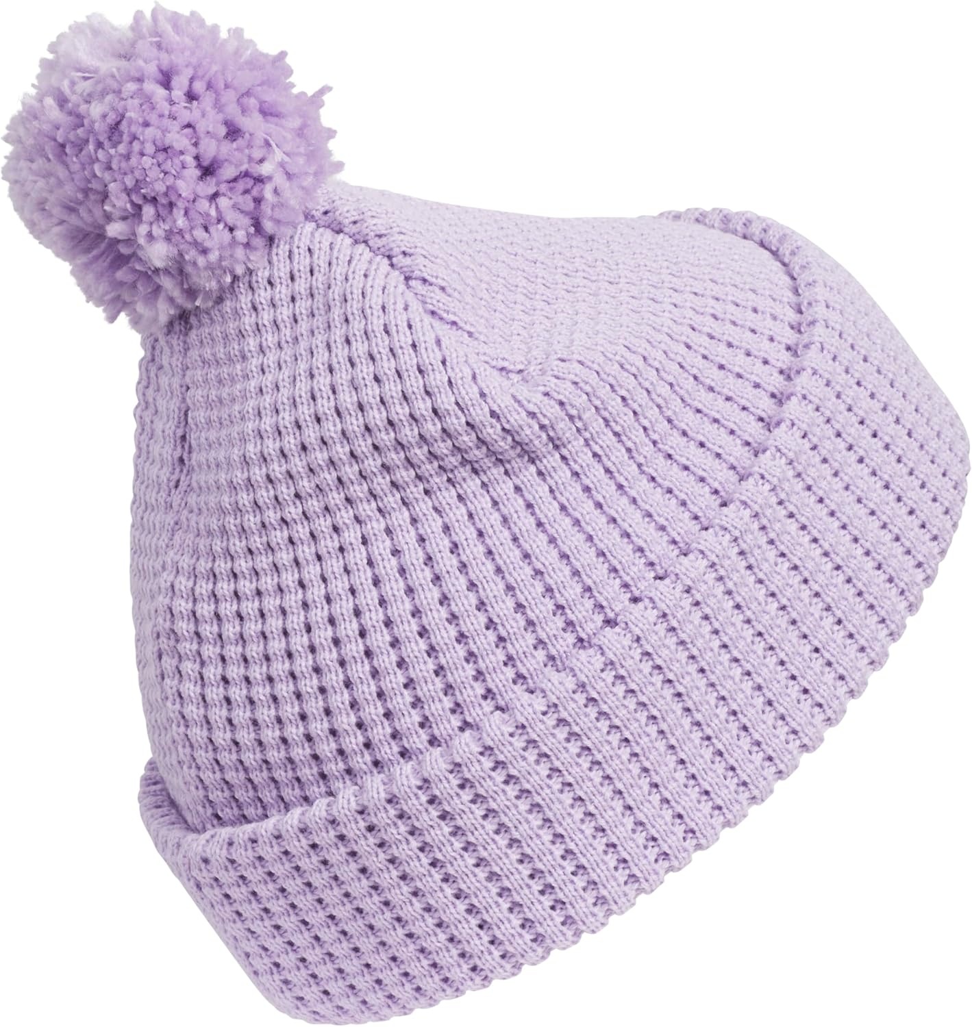 image:imageadidas Womens Pom Pom Beanie Knit Ballie Hat Standard FitPomPowder Plum PurpleAurora Plum Purple