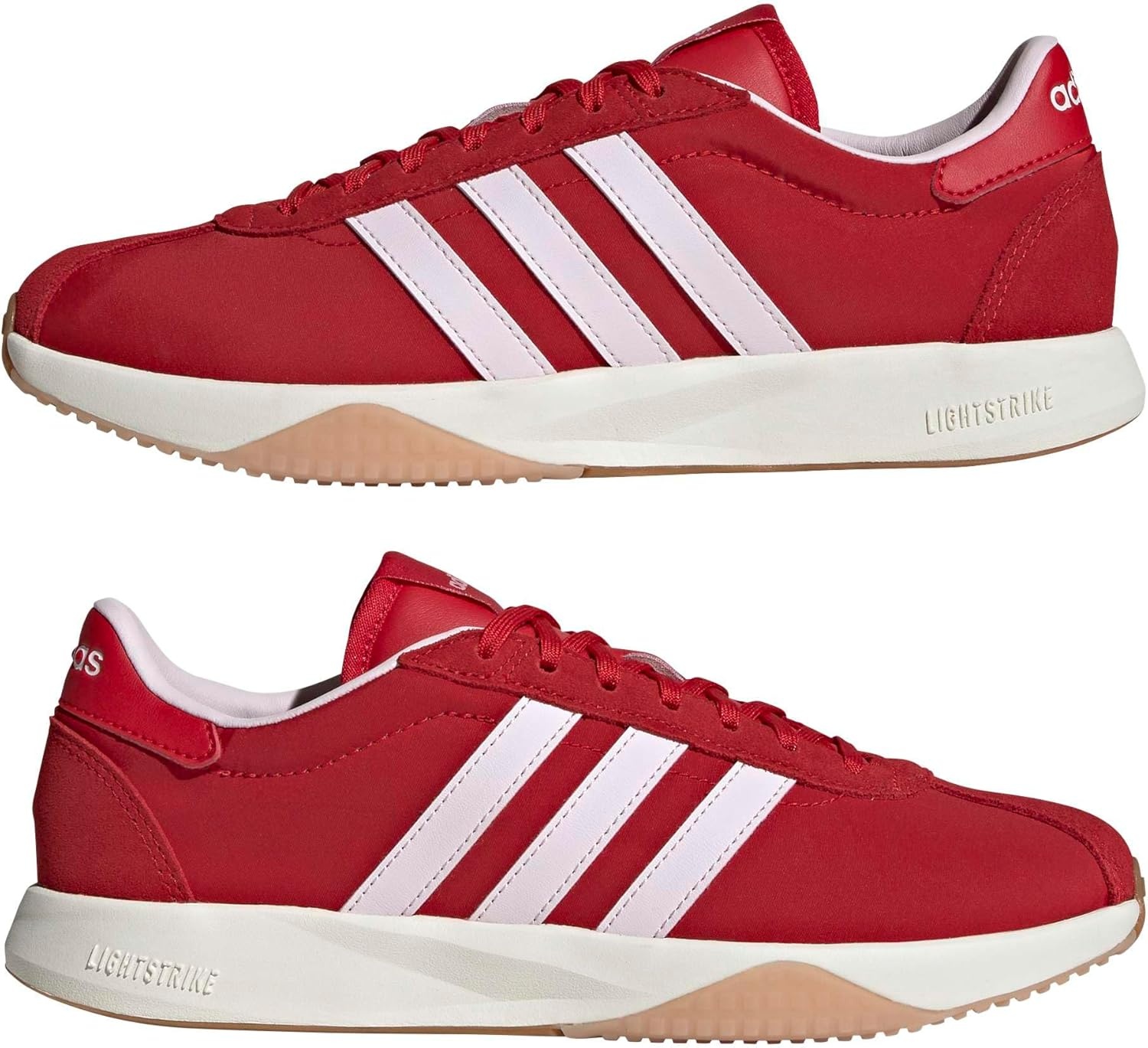 image:imageadidas Womens Run 7626 Lace Up Sneakers Shoes Casual Off WhiteBetter ScarletAlmost PinkClear Pink