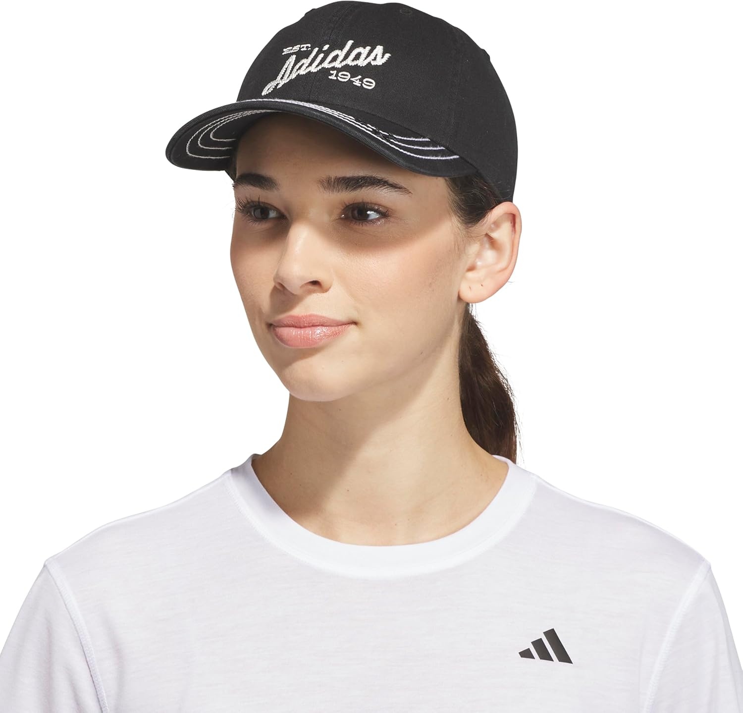 image:imageadidas Womens Saturday Hat Relaxed Fit Strapback Baseball CapBlackOff WhiteDaze