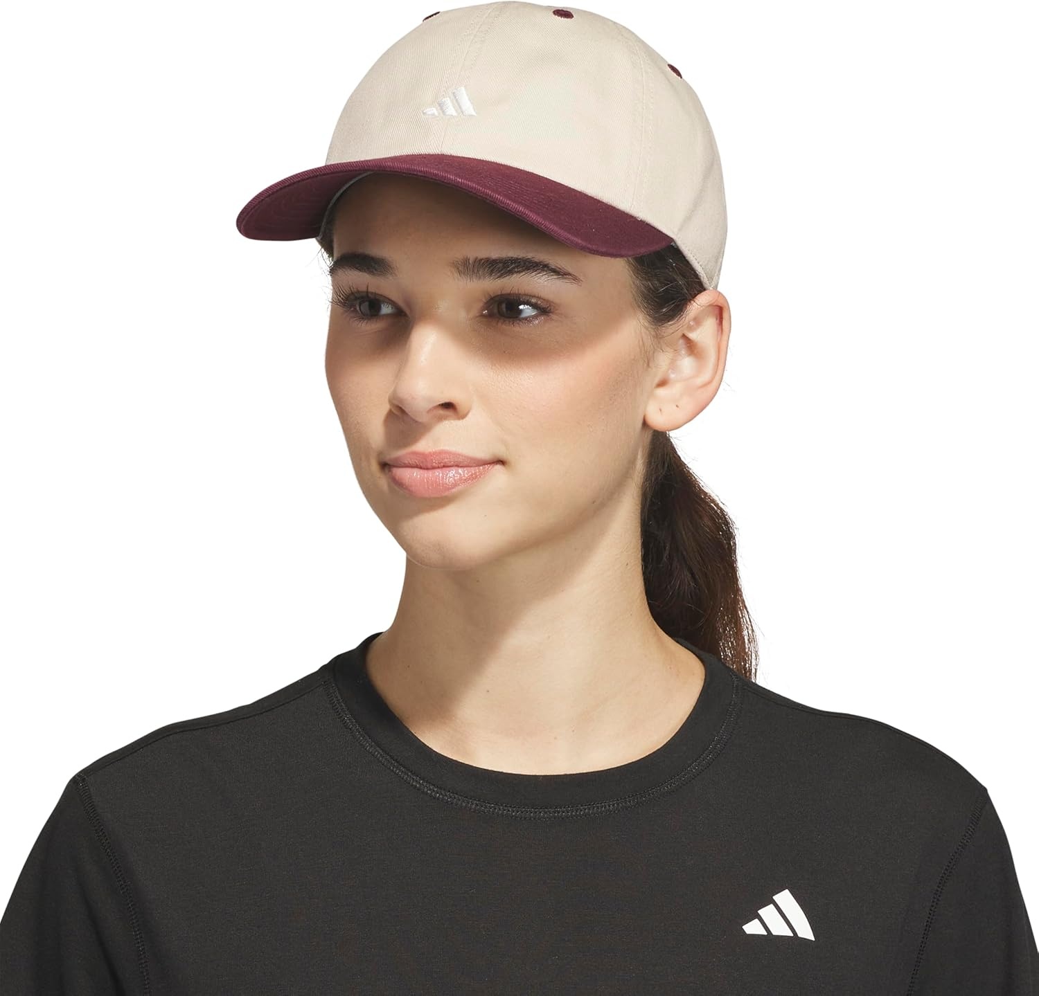 image:imageadidas Womens Saturday Hat Relaxed Fit Strapback Baseball CapCrystal Linen BeigeMaroonOff White3