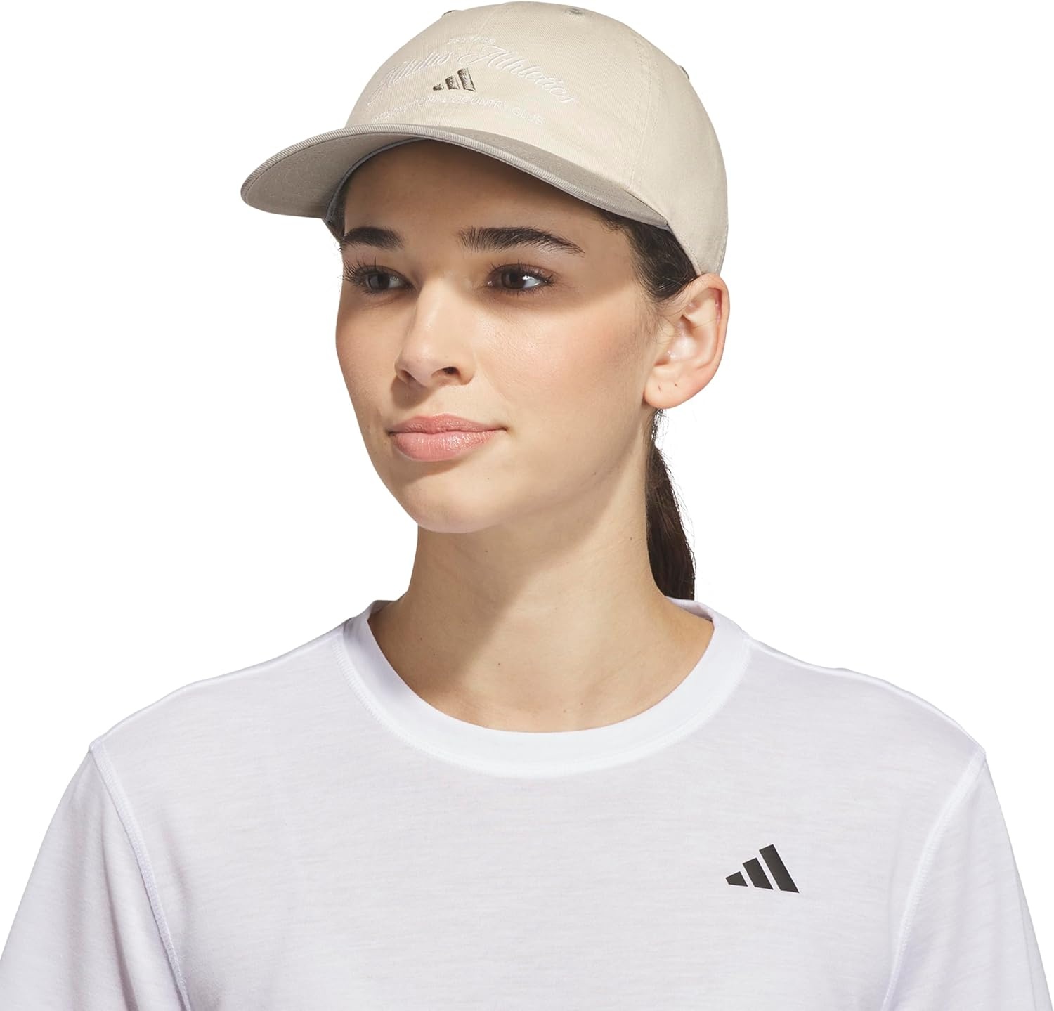 image:imageadidas Womens Saturday Hat Relaxed Fit Strapback Baseball CapCrystal Linen BeigeSilver Pebble GreyOff WhiteCappuccino