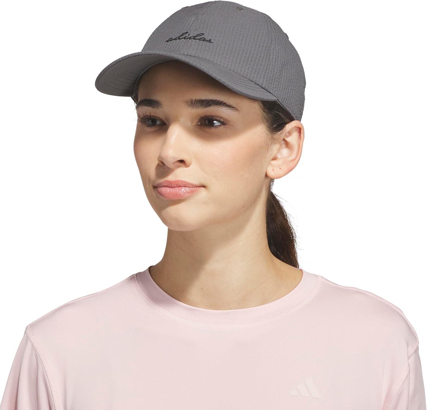 image:imageadidas Womens Saturday Hat Relaxed Fit Strapback Baseball CapGrey FiveBlackSeersucker