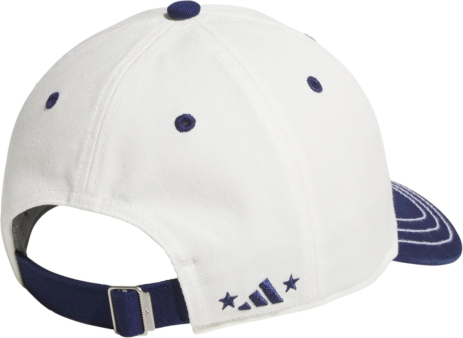 image:imageadidas Womens Saturday Hat Relaxed Fit Strapback Baseball CapOff WhiteDark BlueGold MetallicDaze