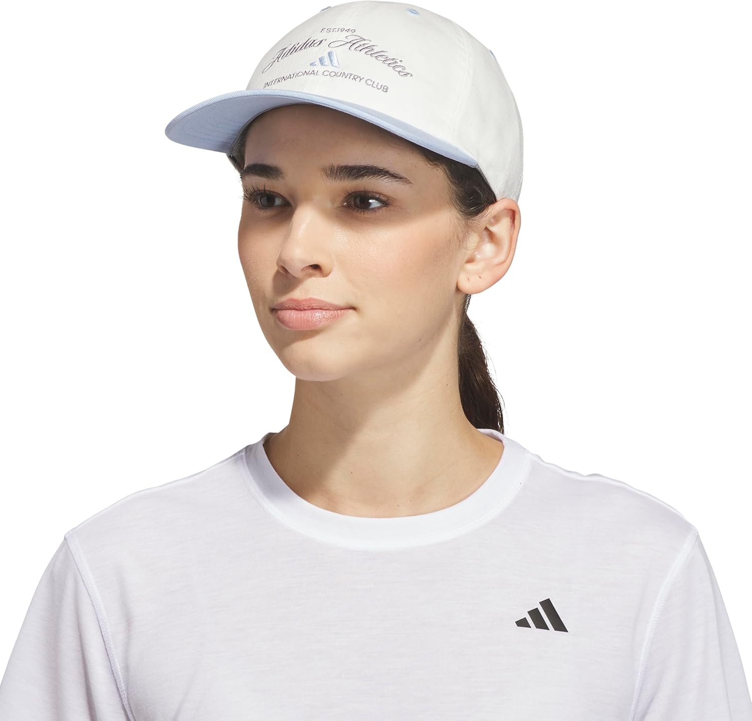 image:imageadidas Womens Saturday Hat Relaxed Fit Strapback Baseball CapOff WhiteGlow BlueSlate GreyCappuccino