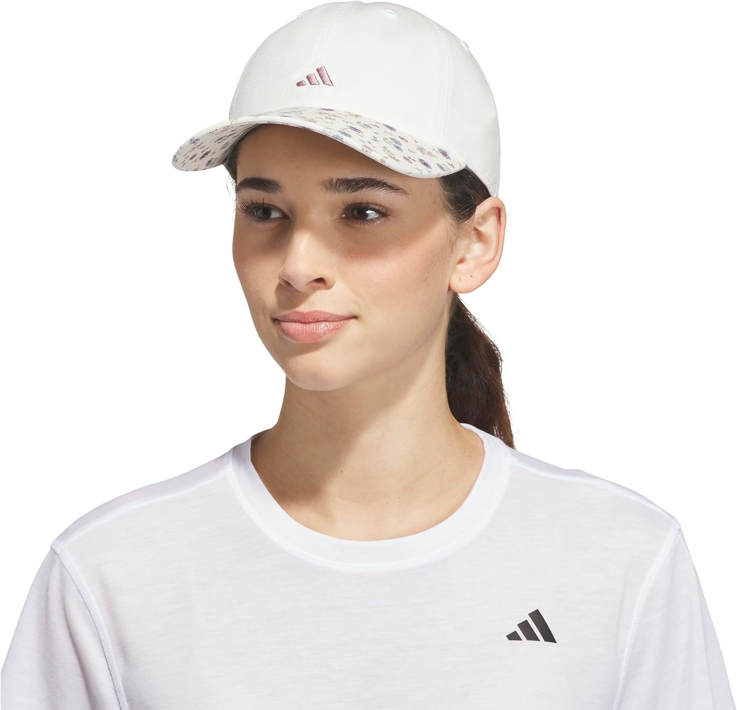 image:imageadidas Womens Saturday Hat Relaxed Fit Strapback Baseball CapOff Whitein Bloom Floral Off White F14cMagic Mauve PurplePrint
