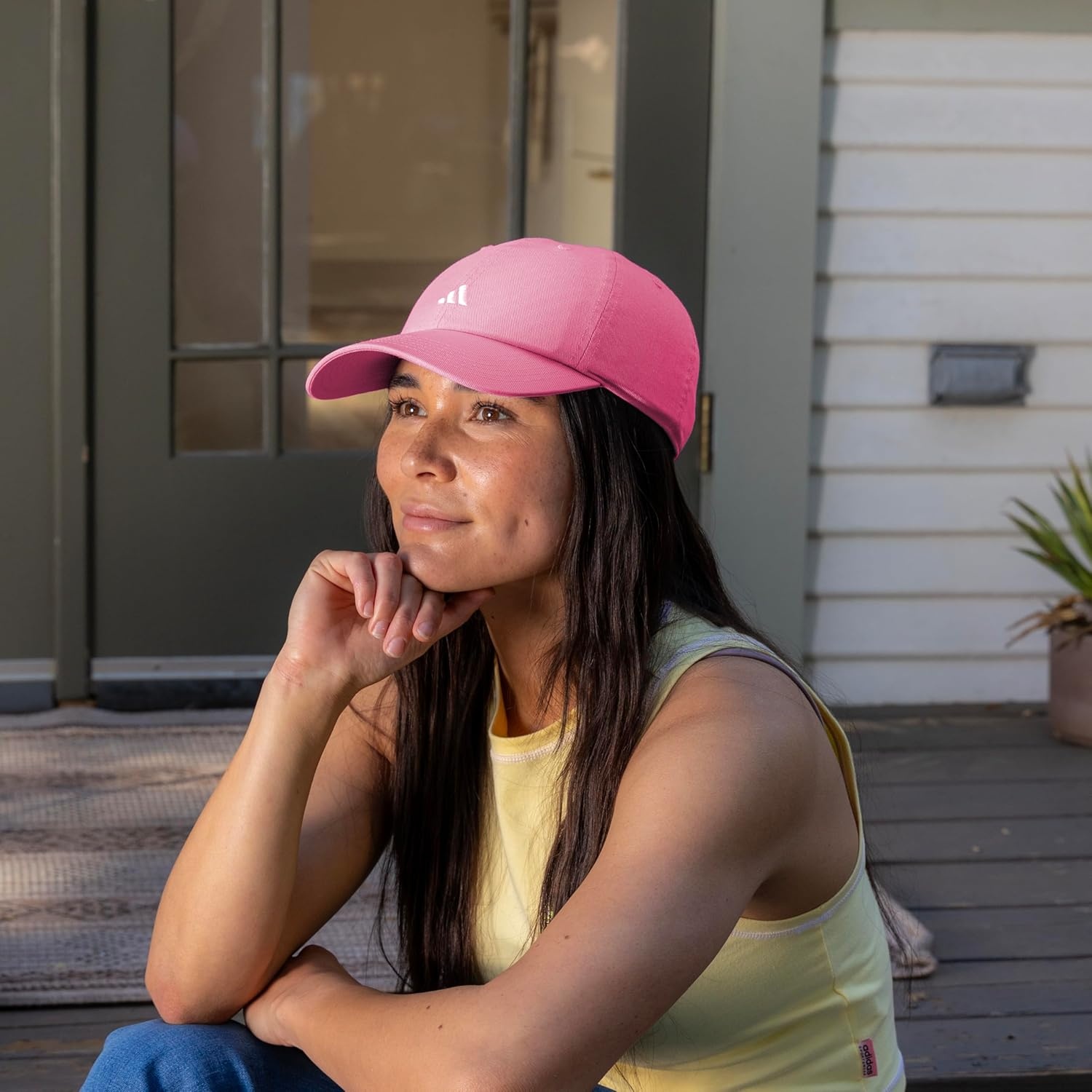 image:imageadidas Womens Saturday Hat Relaxed Fit Strapback Baseball CapPink FusionClear Pink3