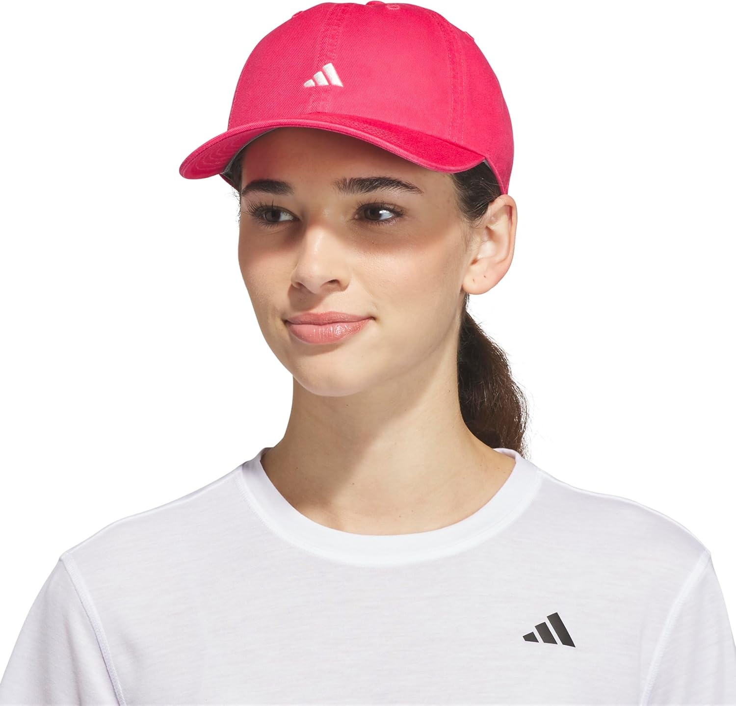 image:imageadidas Womens Saturday Hat Relaxed Fit Strapback Baseball CapPower PinkOff White3