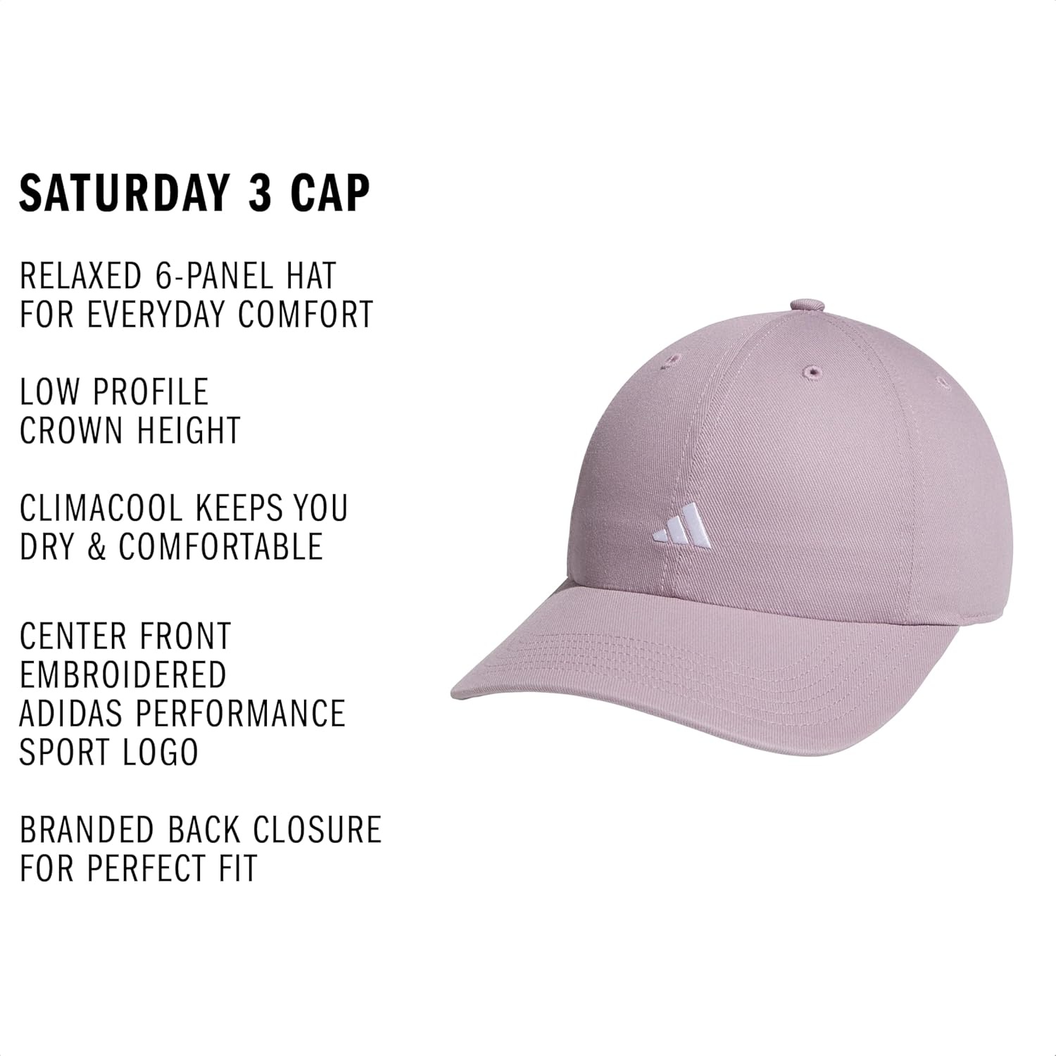 image:imageadidas Womens Saturday Hat Relaxed Fit Strapback Baseball CapPreloved Fig PurpleWhite3