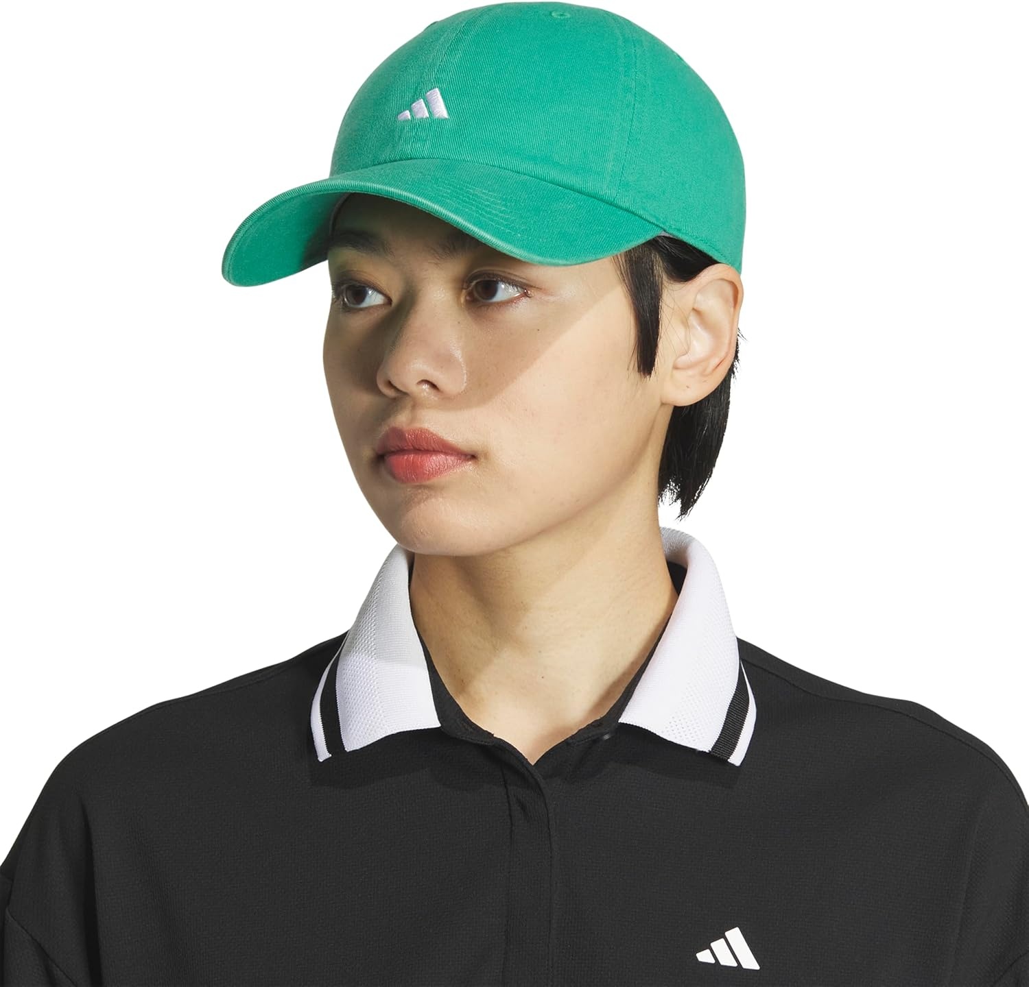 image:imageadidas Womens Saturday Hat Relaxed Fit Strapback Baseball CapSemi Court GreenWhite3