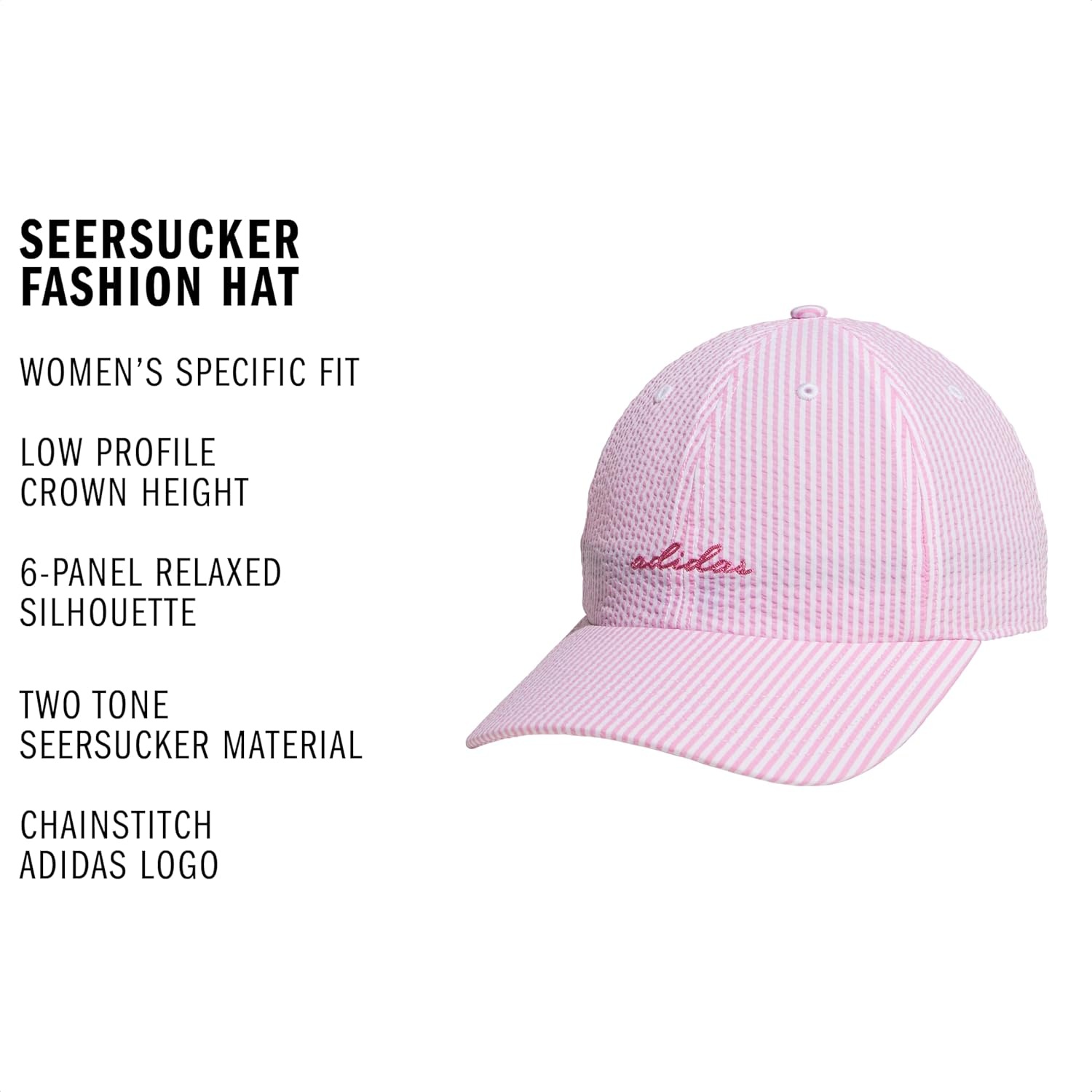 image:imageadidas Womens Saturday Hat Relaxed Fit Strapback Baseball CapTropic BloomPink FusionSeersucker