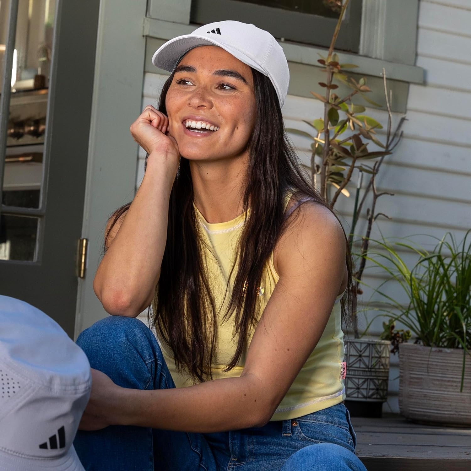 image:imageadidas Womens Saturday Hat Relaxed Fit Strapback Baseball CapWhiteBlack3