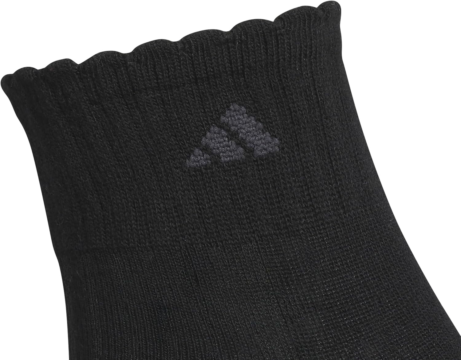 image:imageadidas Womens Scalloped Socks 3 Pairs Quarter Ankle HeightBlackCarbon Grey