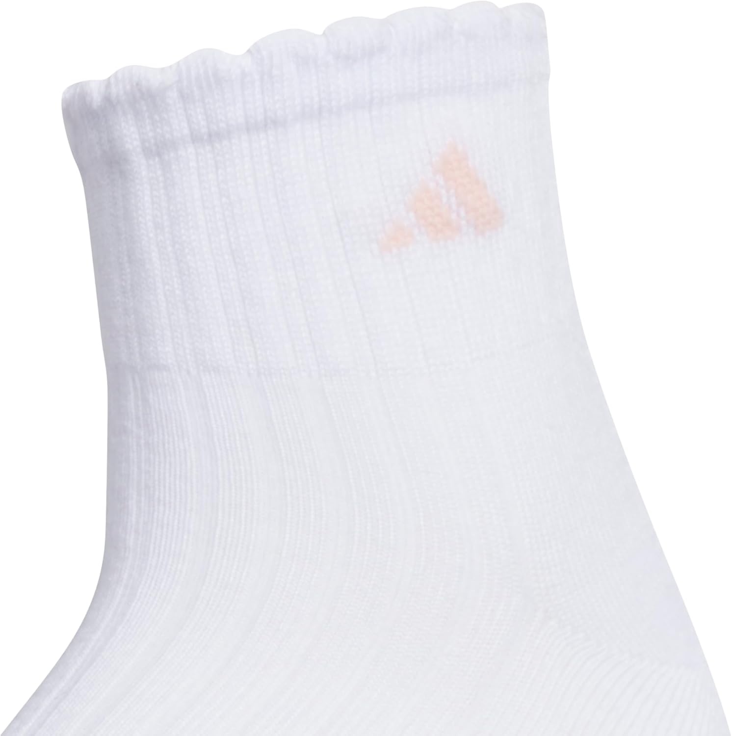image:imageadidas Womens Scalloped Socks 3 Pairs Quarter Ankle HeightBlush PinkWonder WhiteSemi Ice Tangerine Orange