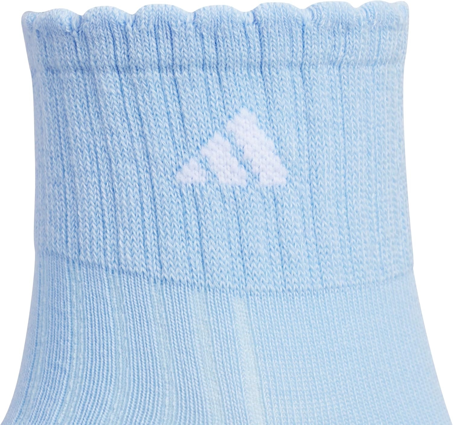 image:imageadidas Womens Scalloped Socks 3 Pairs Quarter Ankle HeightGlow BlueWhiteGrey