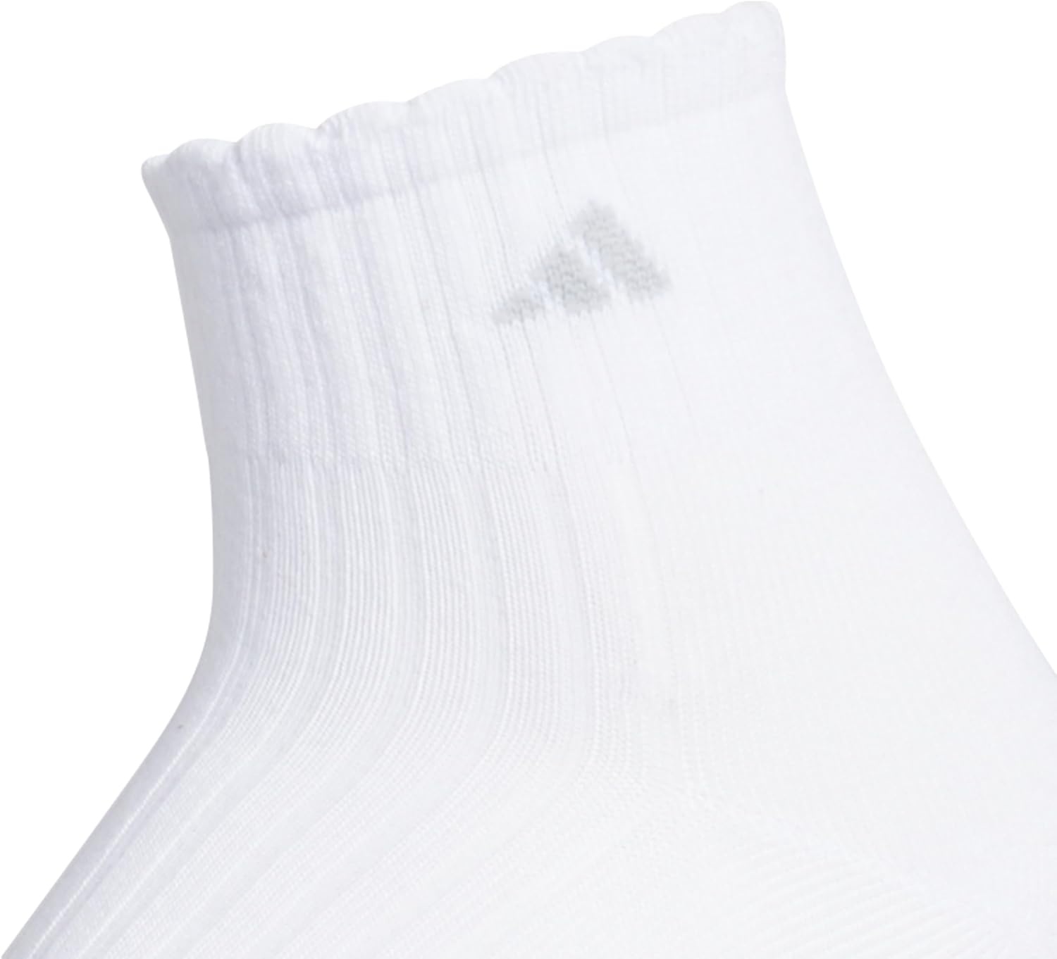image:imageadidas Womens Scalloped Socks 3 Pairs Quarter Ankle HeightWhiteClear Grey