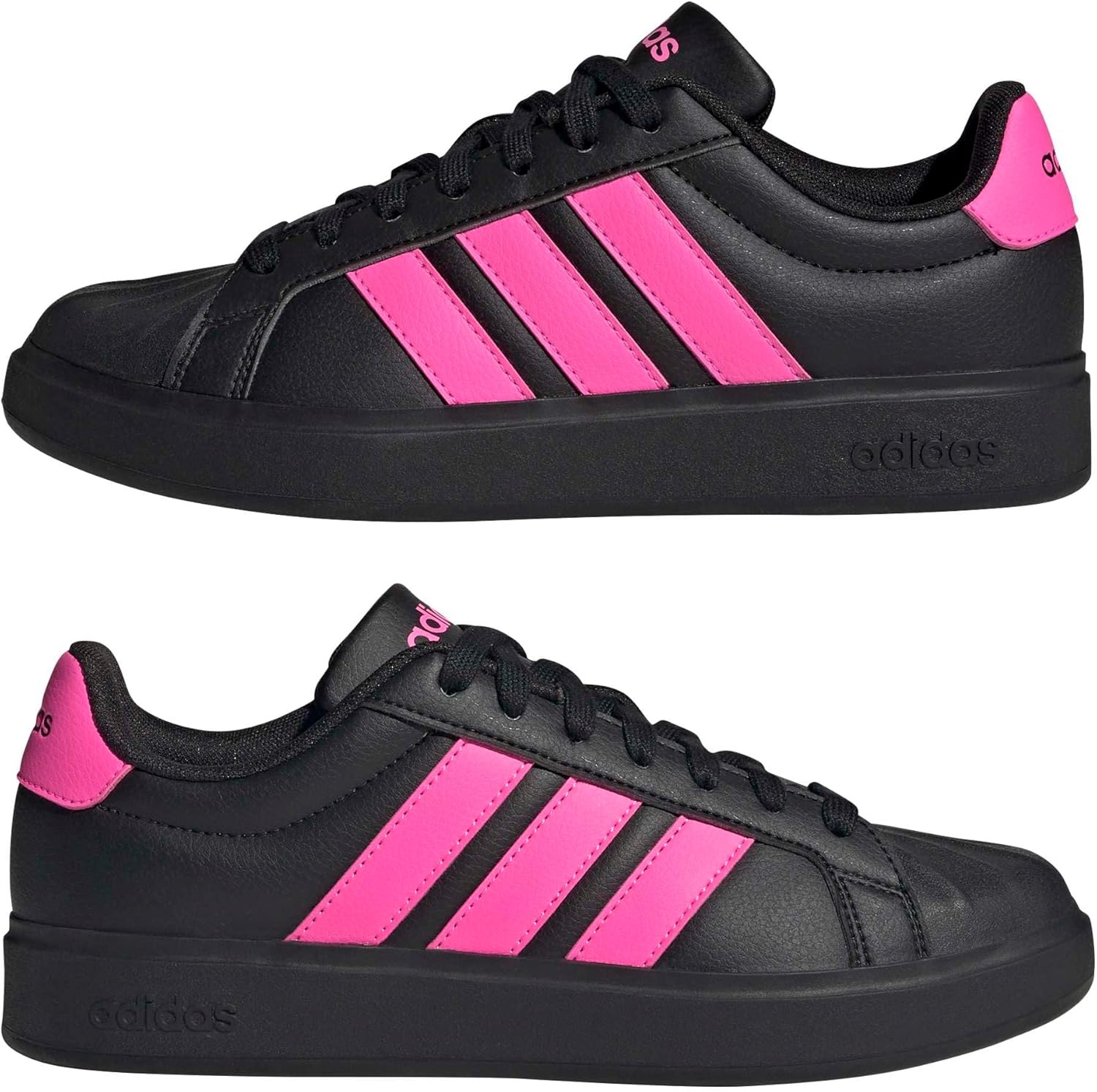 image:imageadidas Womens Streettalk Lace Up Sneakers Shoes Casual BeigeBlackLucid PinkBlack
