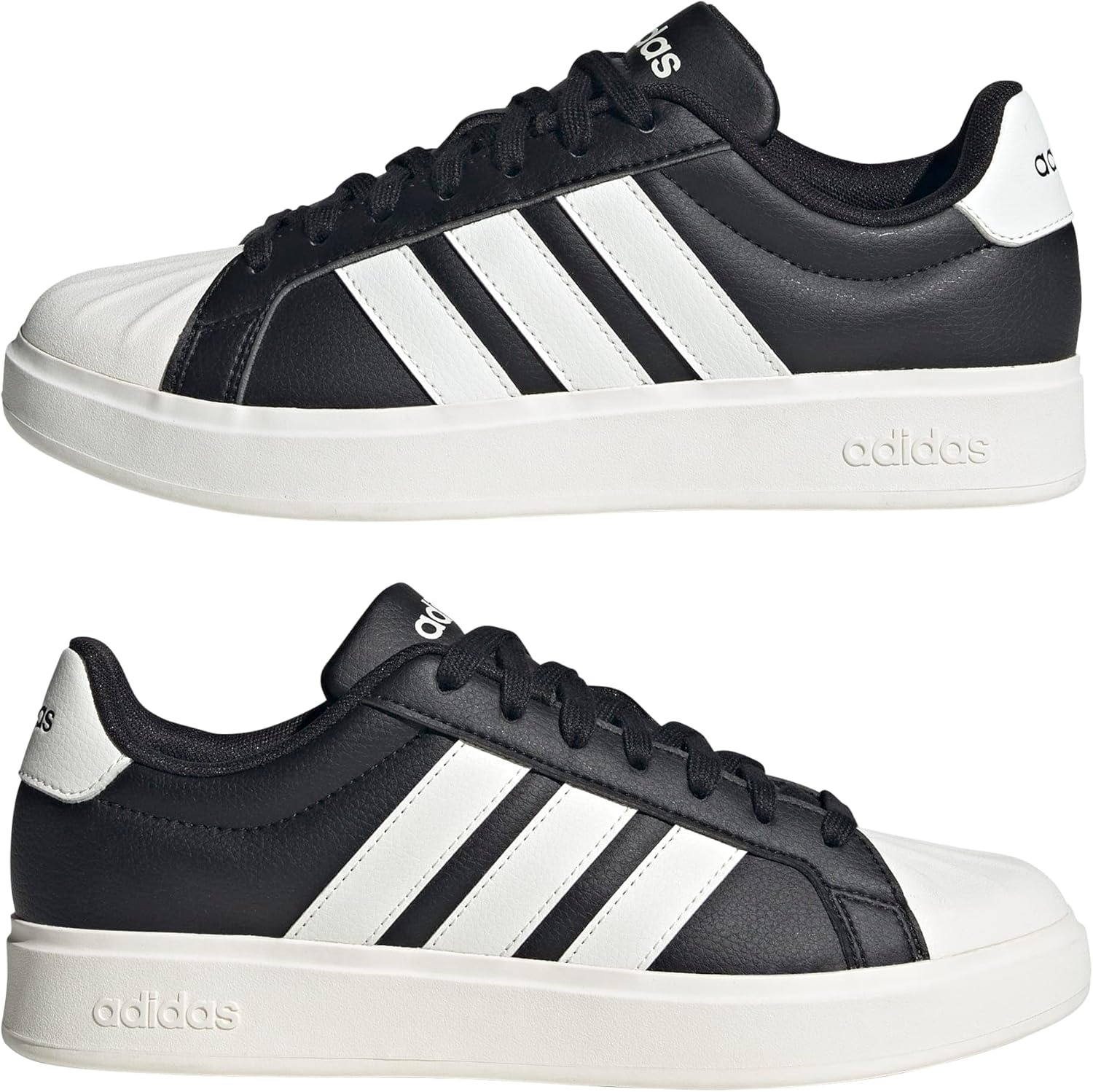 image:imageadidas Womens Streettalk Lace Up Sneakers Shoes Casual BeigeBlackWhiteBlack