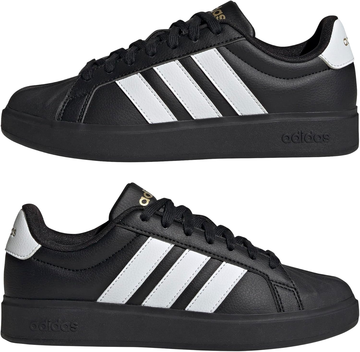 image:imageadidas Womens Streettalk Lace Up Sneakers Shoes Casual BeigeBlackWhiteGold Metallic