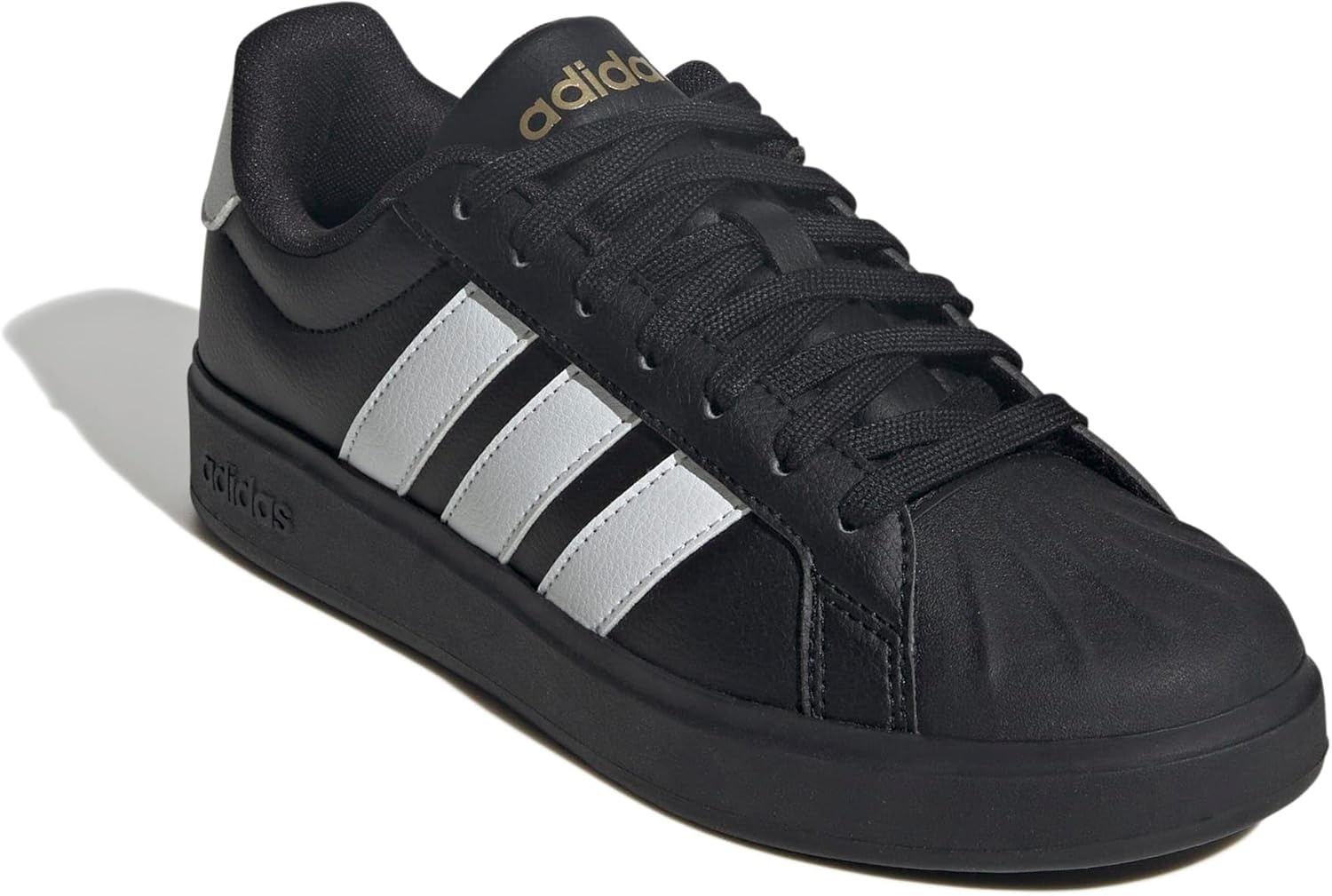image:imageadidas Womens Streettalk Lace Up Sneakers Shoes Casual BeigeBlackWhiteGold Metallic