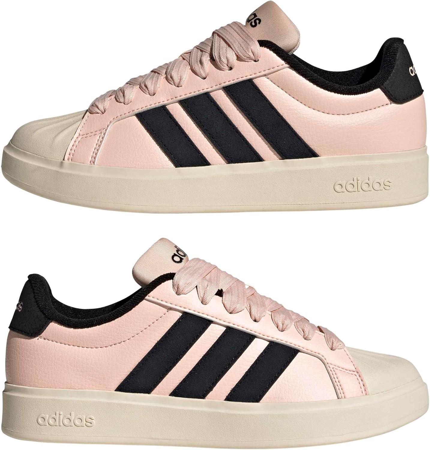 image:imageadidas Womens Streettalk Lace Up Sneakers Shoes Casual BeigeBlush PinkBlackWonder White