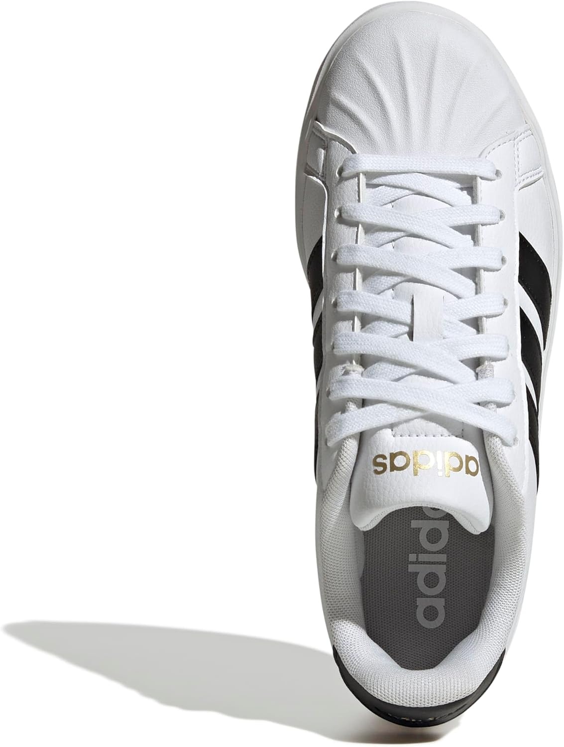 image:imageadidas Womens Streettalk Lace Up Sneakers Shoes Casual BeigeWhiteBlackGold Metallic
