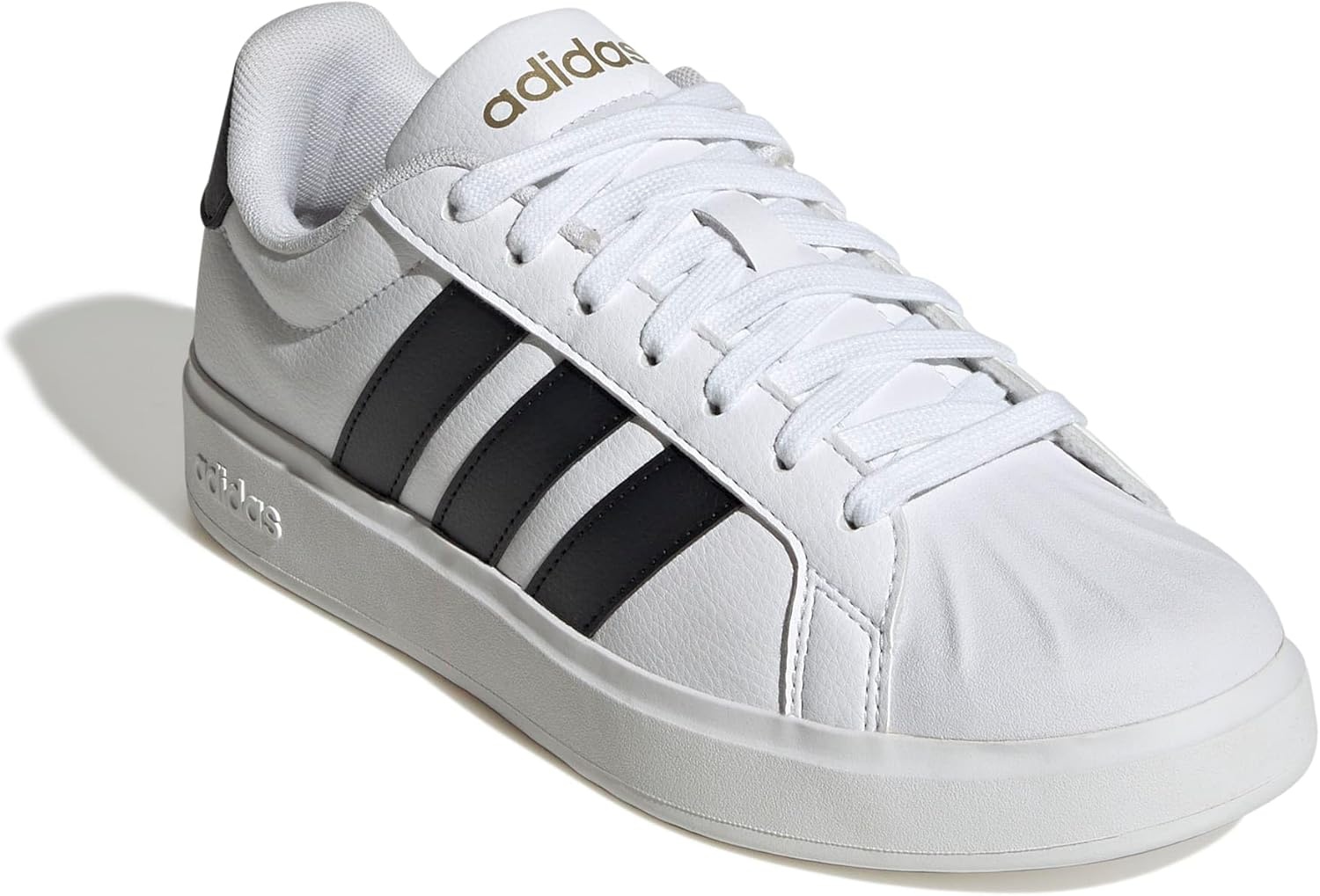 image:imageadidas Womens Streettalk Lace Up Sneakers Shoes Casual BeigeWhiteBlackGold Metallic
