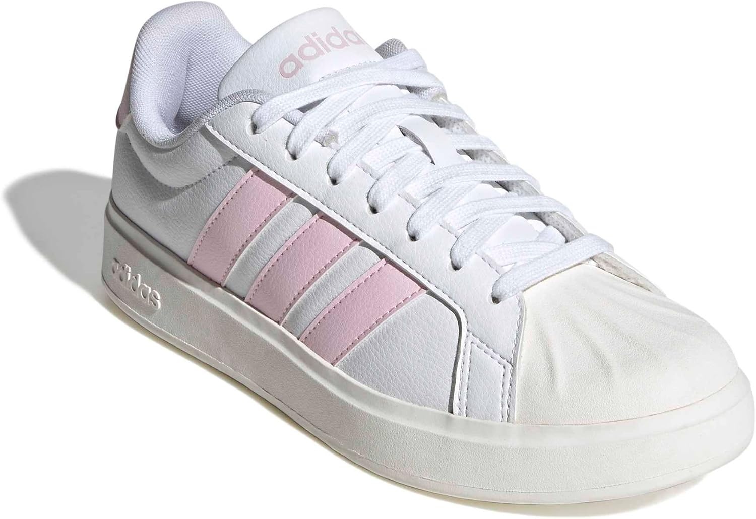 image:imageadidas Womens Streettalk Lace Up Sneakers Shoes Casual BeigeWhiteClear PinkWhite