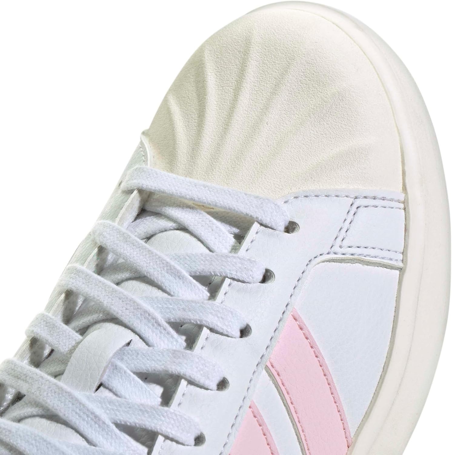 image:imageadidas Womens Streettalk Lace Up Sneakers Shoes Casual BeigeWhiteClear PinkWhite