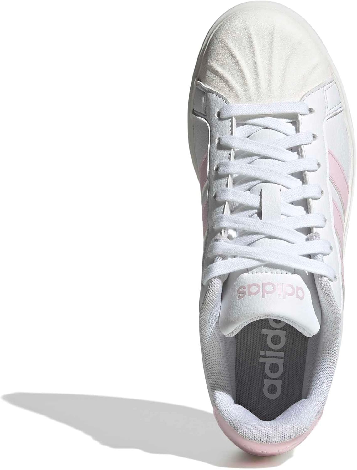 image:imageadidas Womens Streettalk Lace Up Sneakers Shoes Casual BeigeWhiteClear PinkWhite