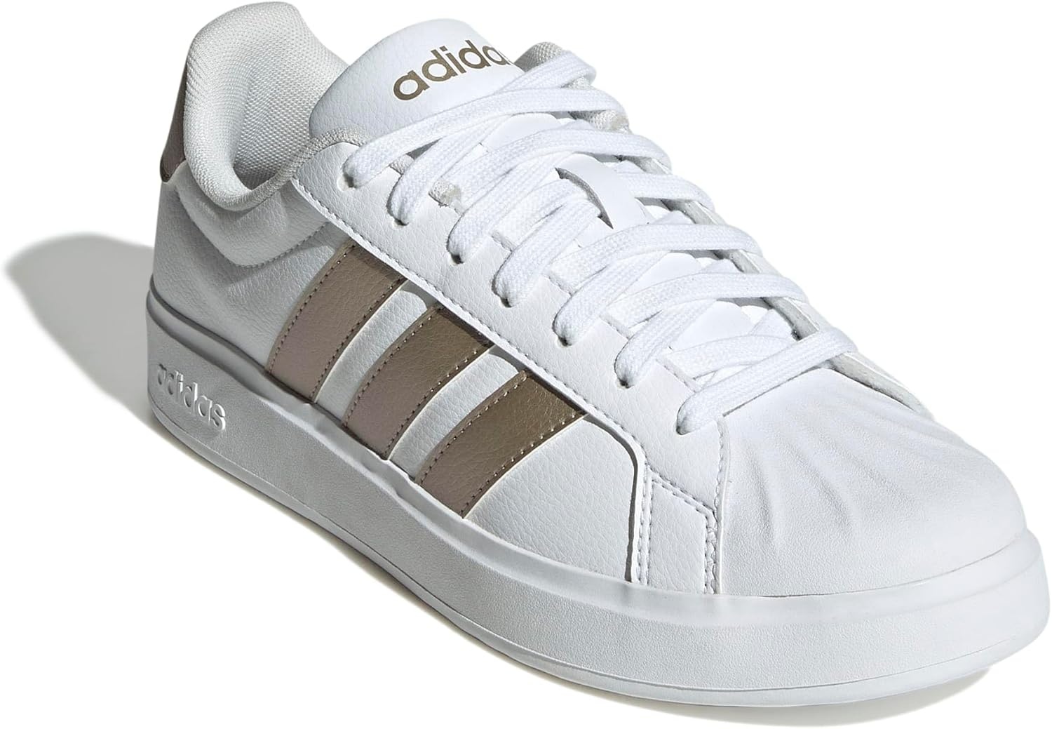 image:imageadidas Womens Streettalk Lace Up Sneakers Shoes Casual BeigeWhiteCyber MetallicWhite