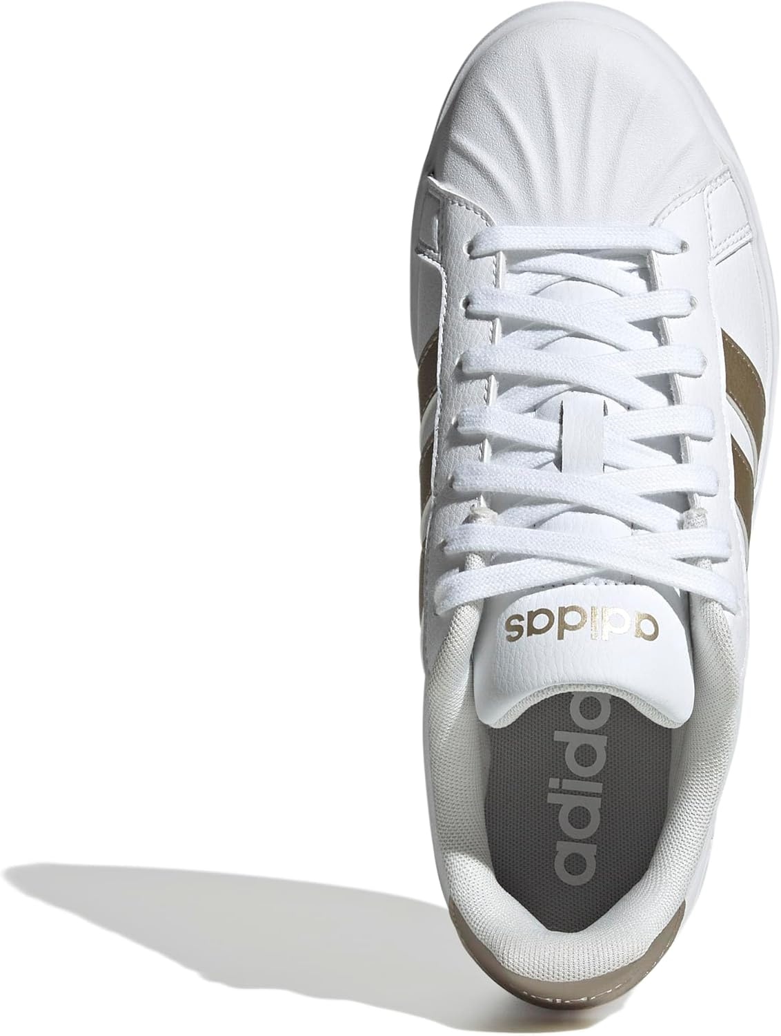 image:imageadidas Womens Streettalk Lace Up Sneakers Shoes Casual BeigeWhiteCyber MetallicWhite