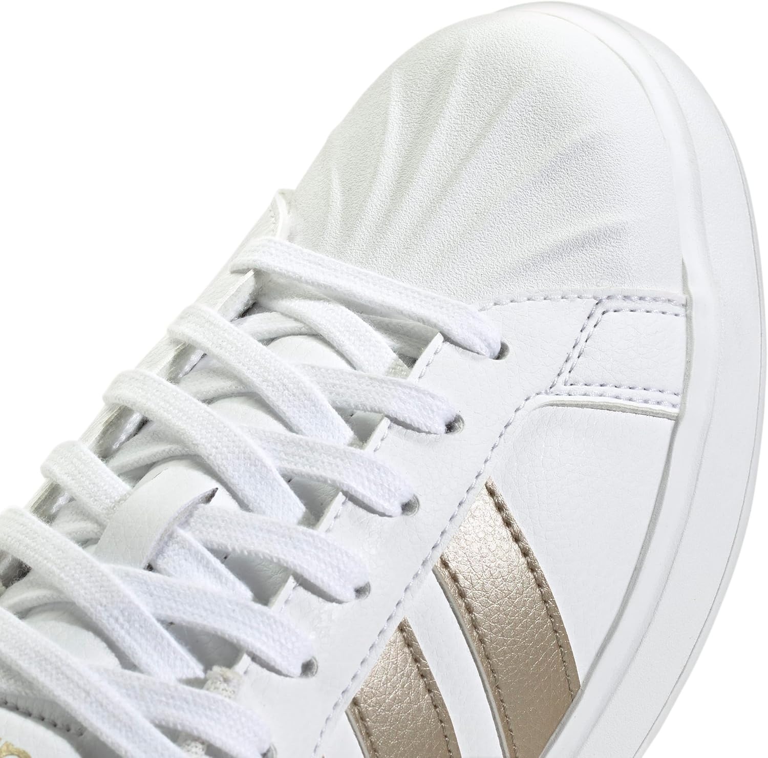 image:imageadidas Womens Streettalk Lace Up Sneakers Shoes Casual BeigeWhiteGold MetallicWhite
